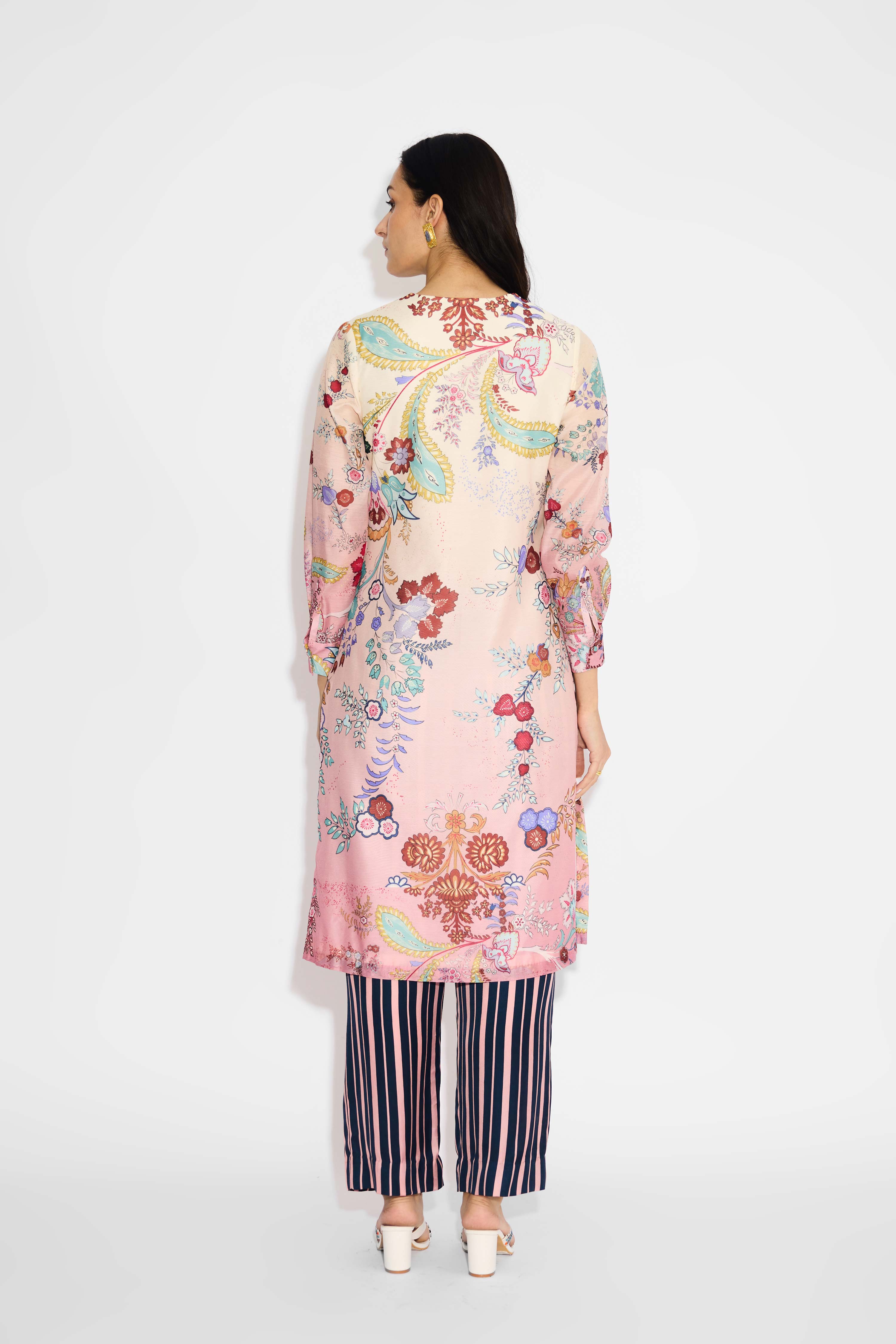 Chintz Pink Ombre Straight Kurta