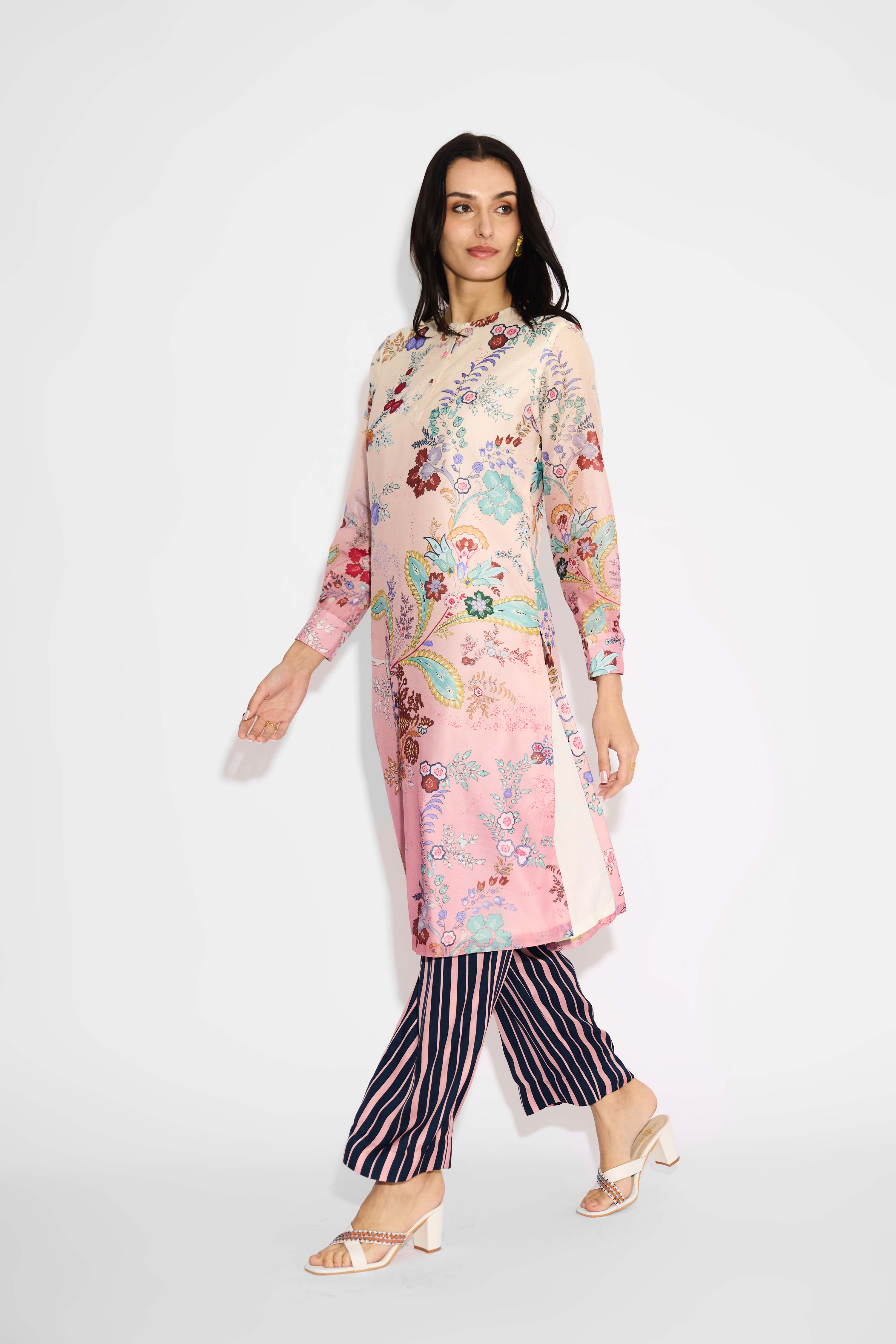 Chintz Pink Ombre Straight Kurta