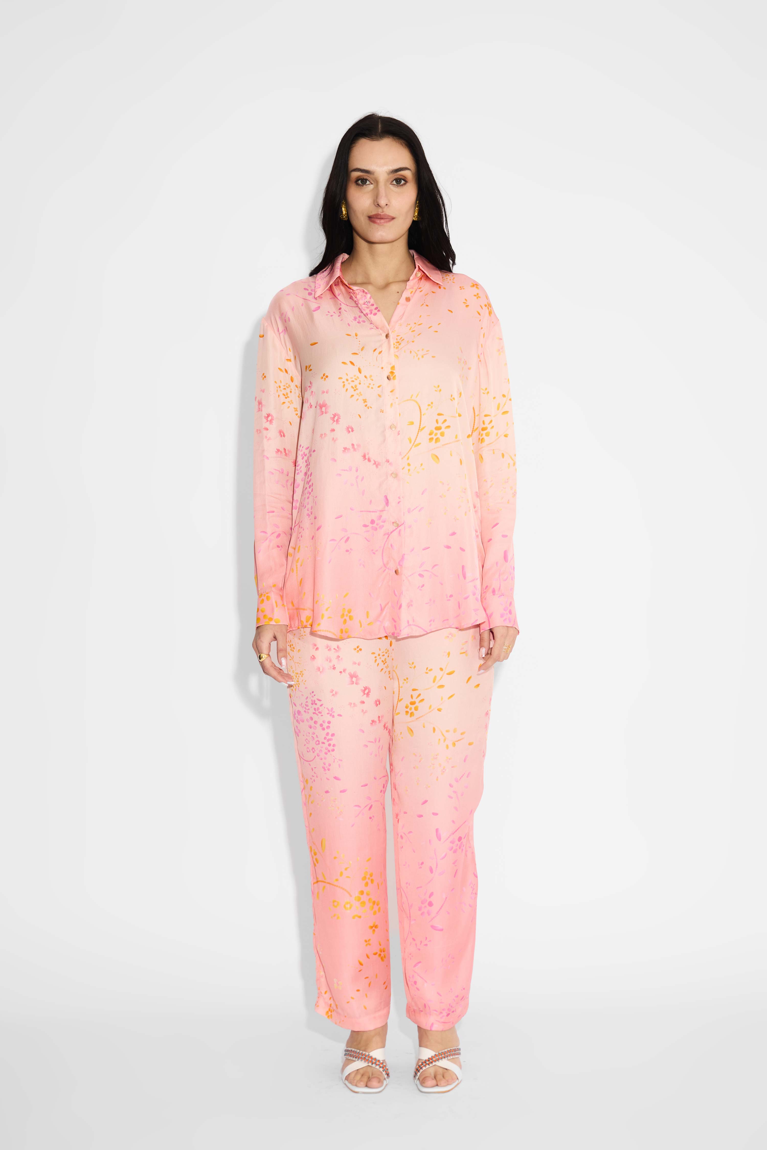 Pink Ombre Floral High Low Set