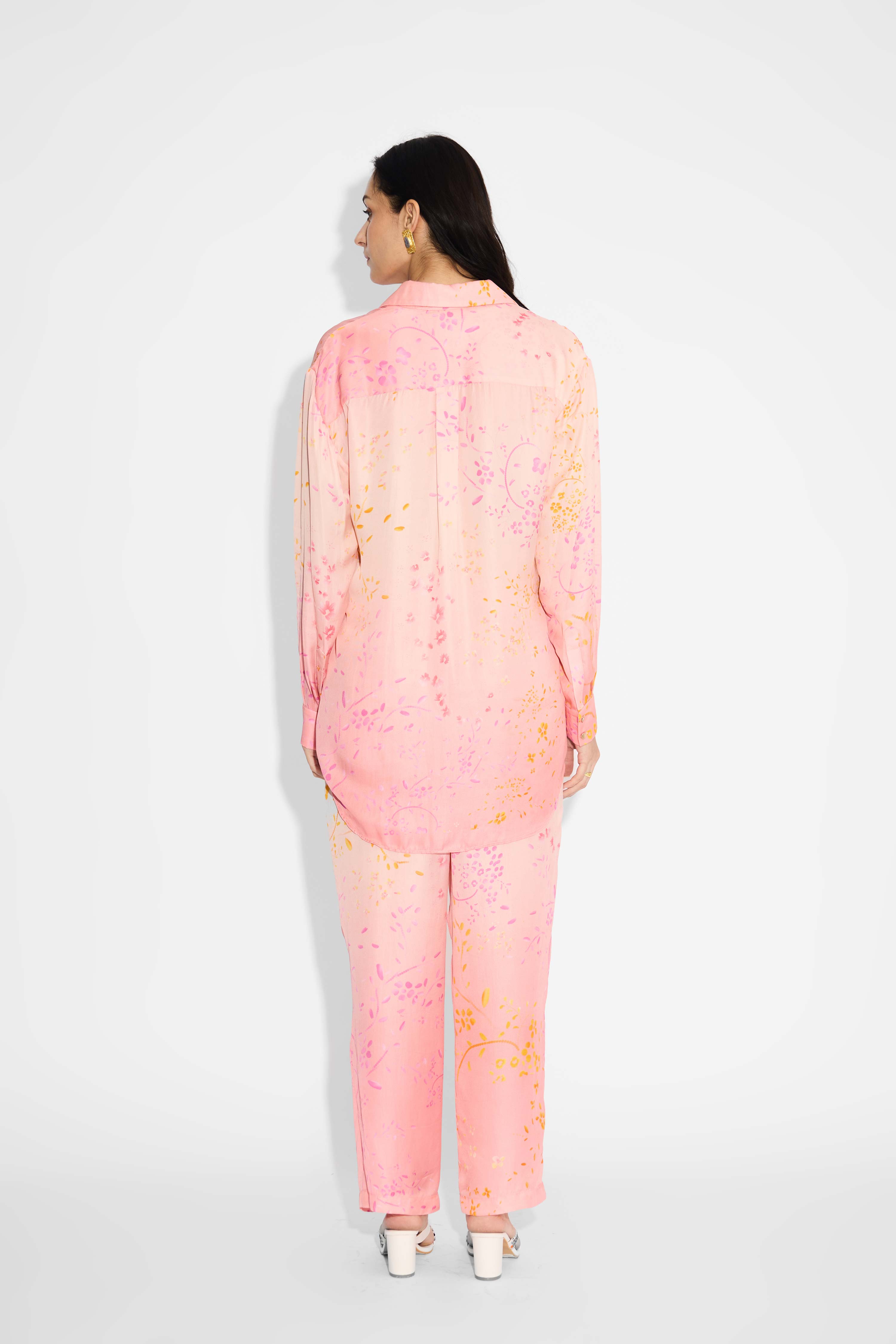 Pink Ombre Floral High Low Set