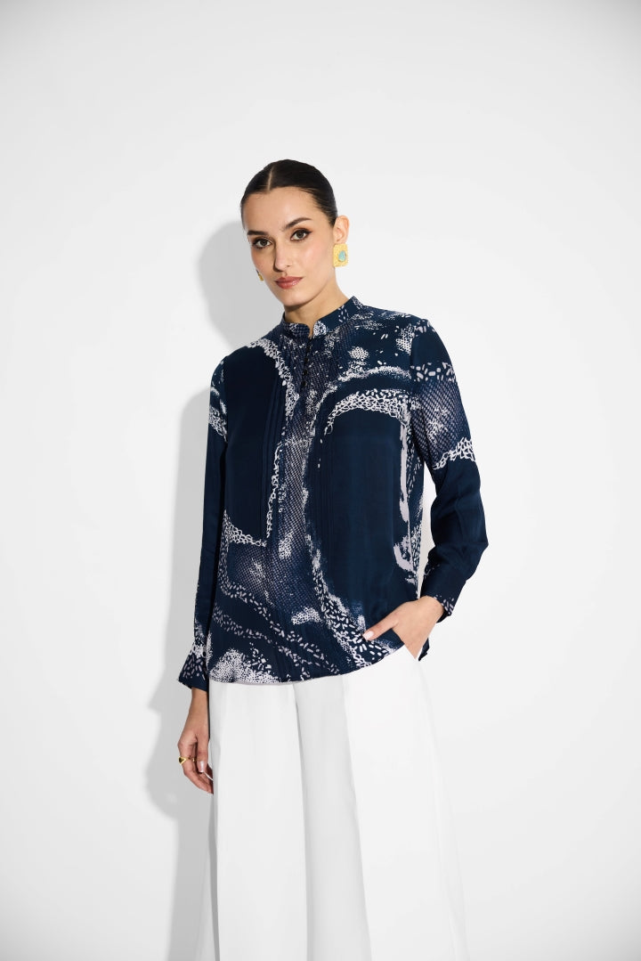 amorphous Blue pintuck shirt