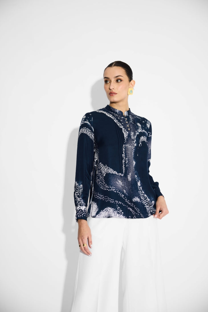 amorphous Blue pintuck shirt