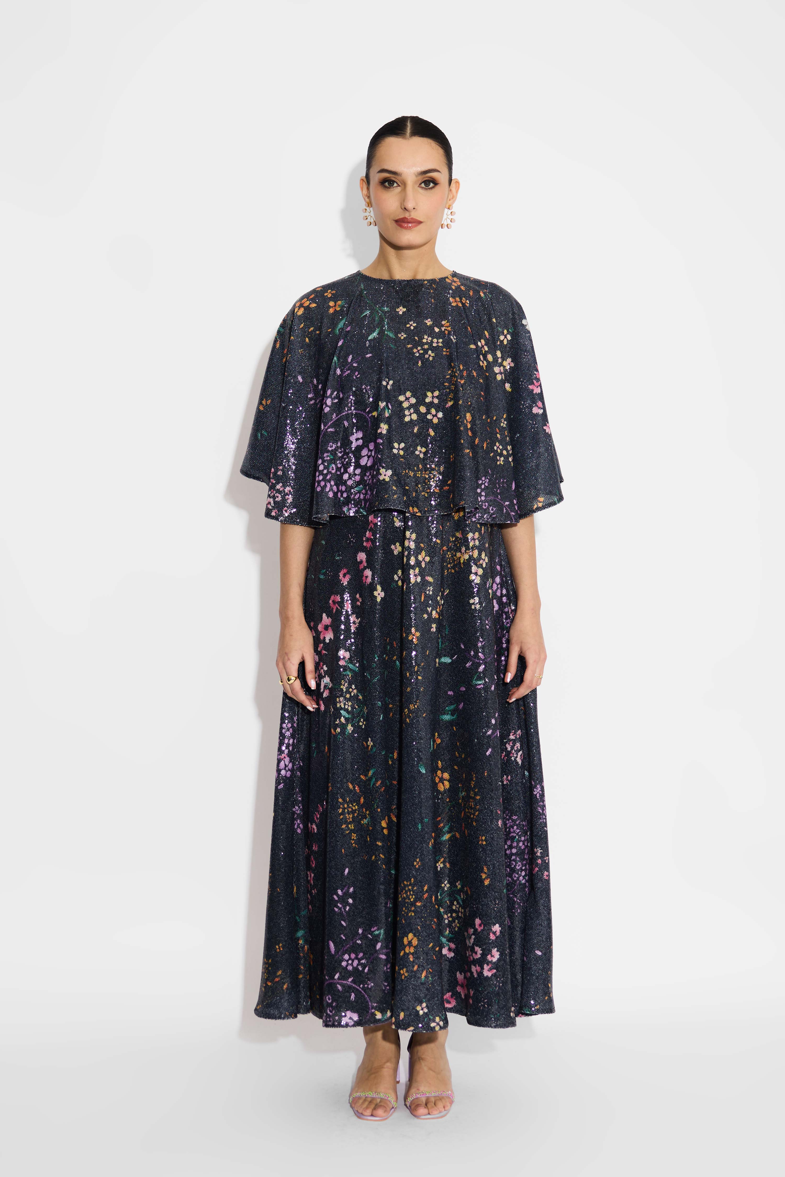 Black  floral sequin dress