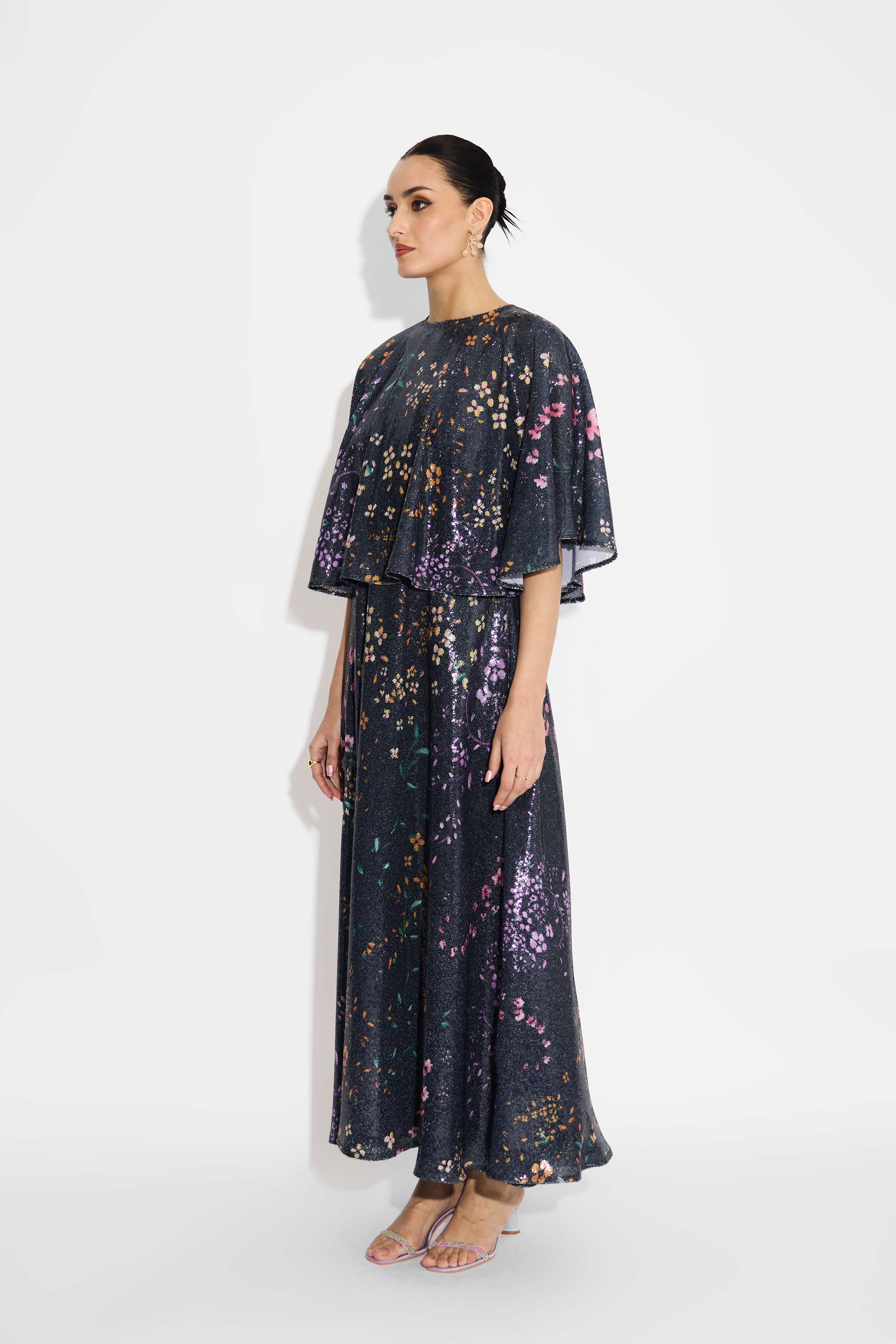 Black  floral sequin dress