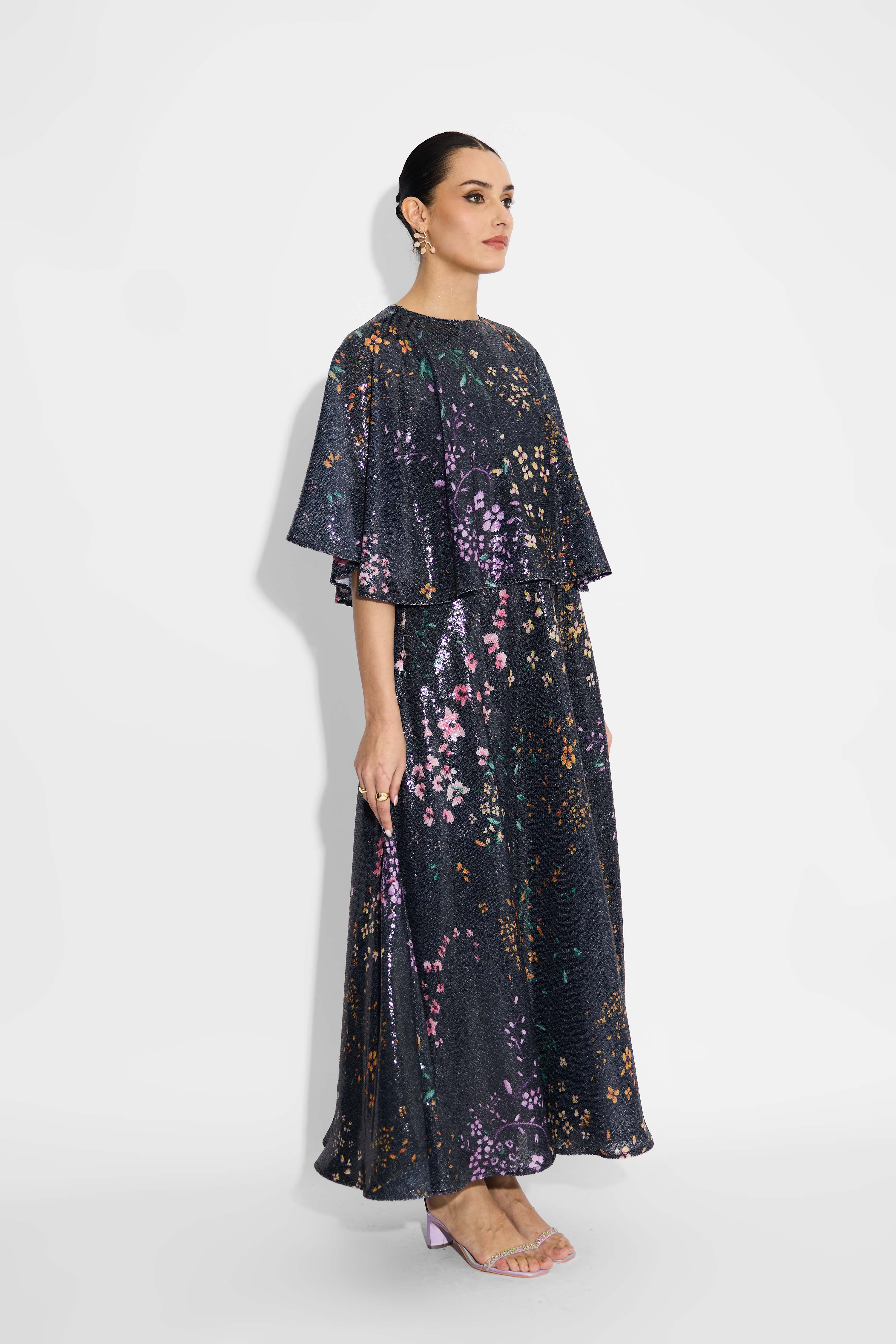 Black  floral sequin dress