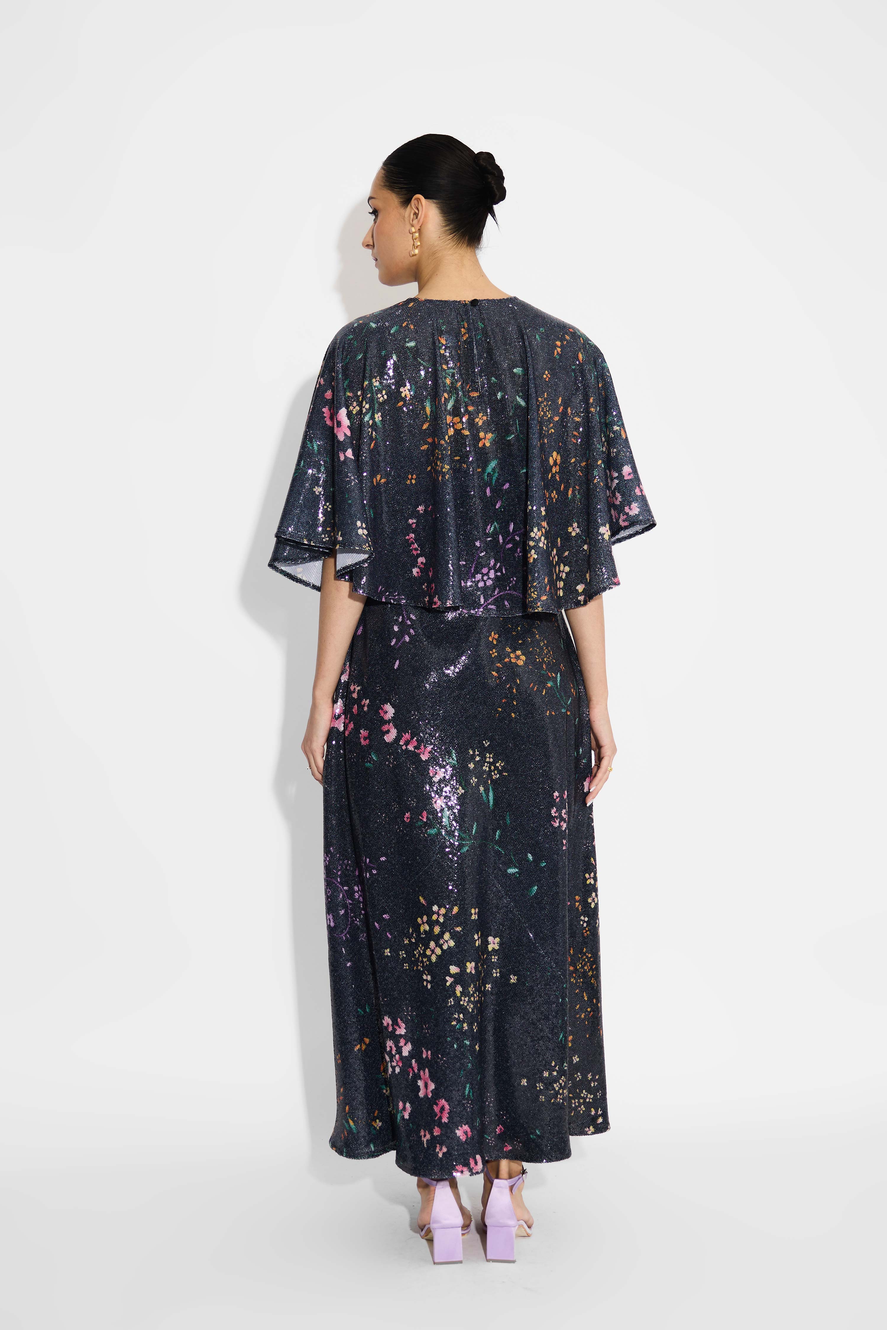 Black  floral sequin dress