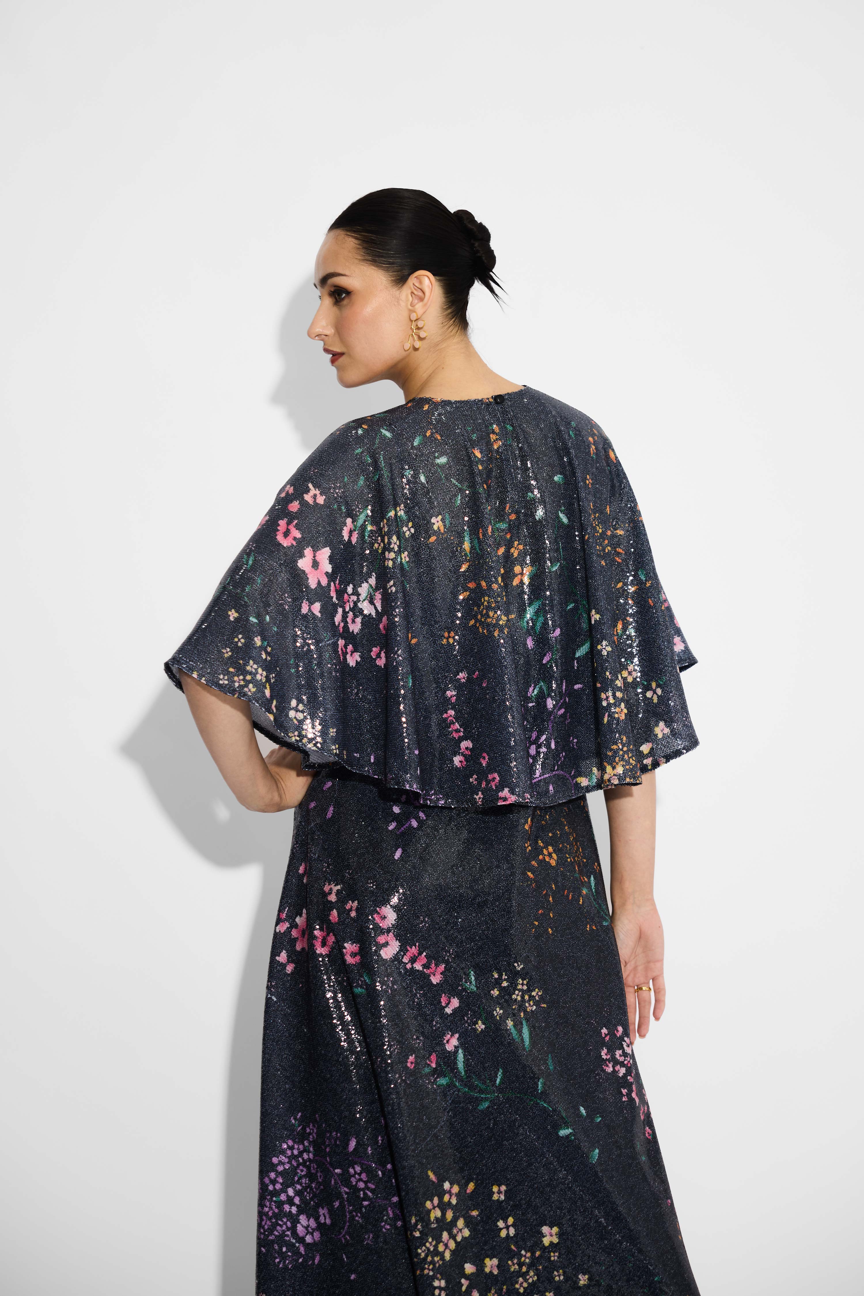 Black  floral sequin dress