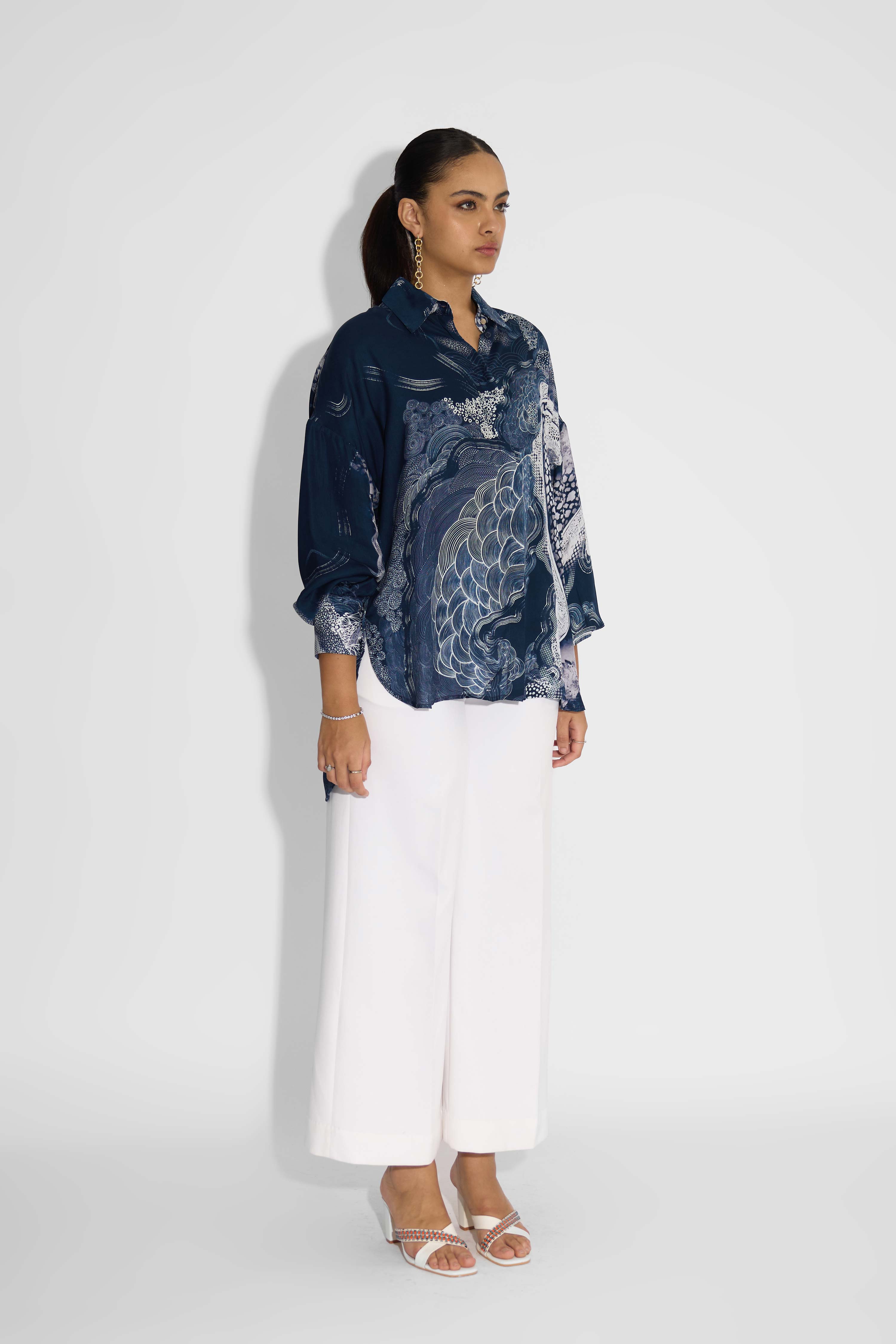 Blue Amorphous Print  Shirt