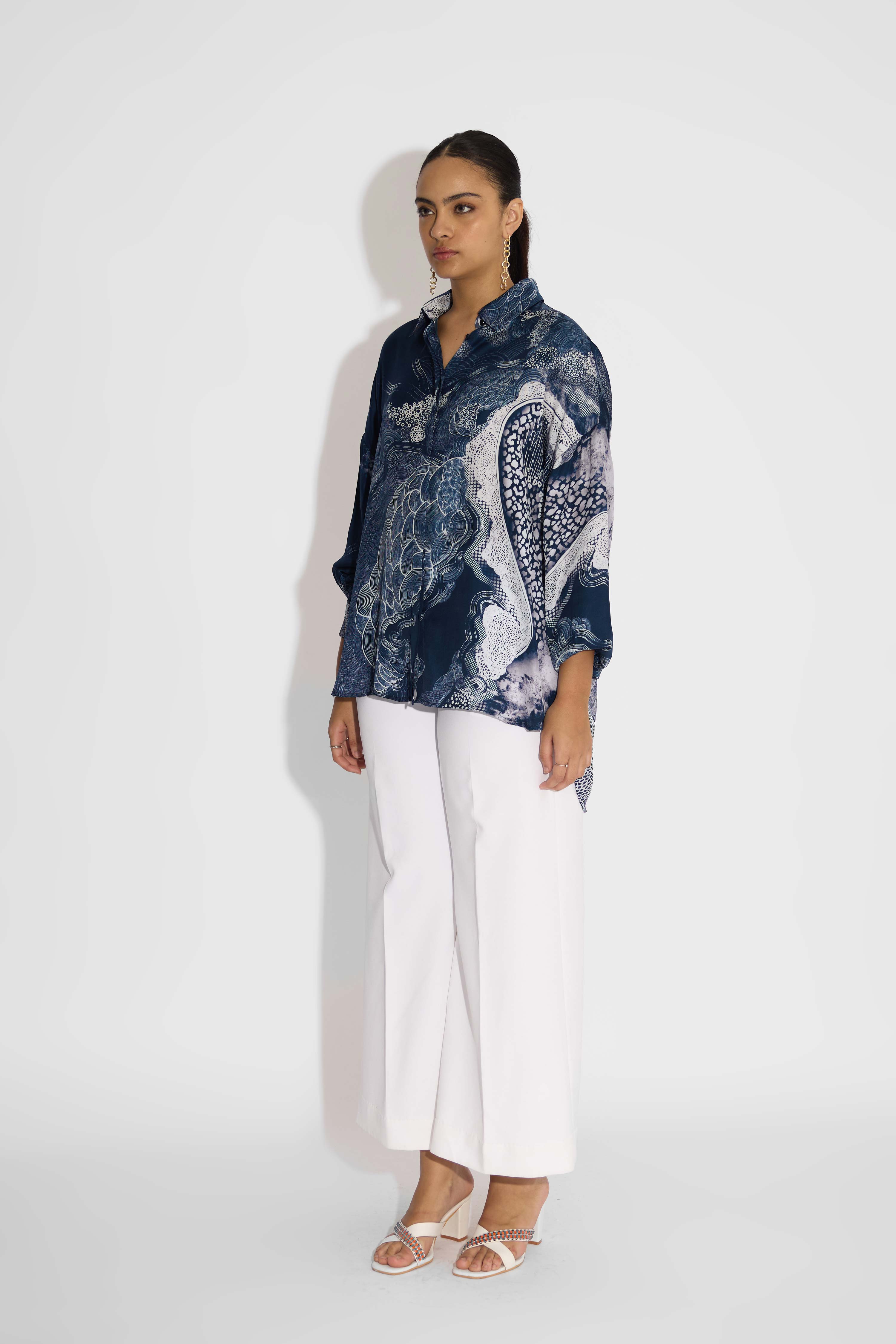 Blue Amorphous Print  Shirt