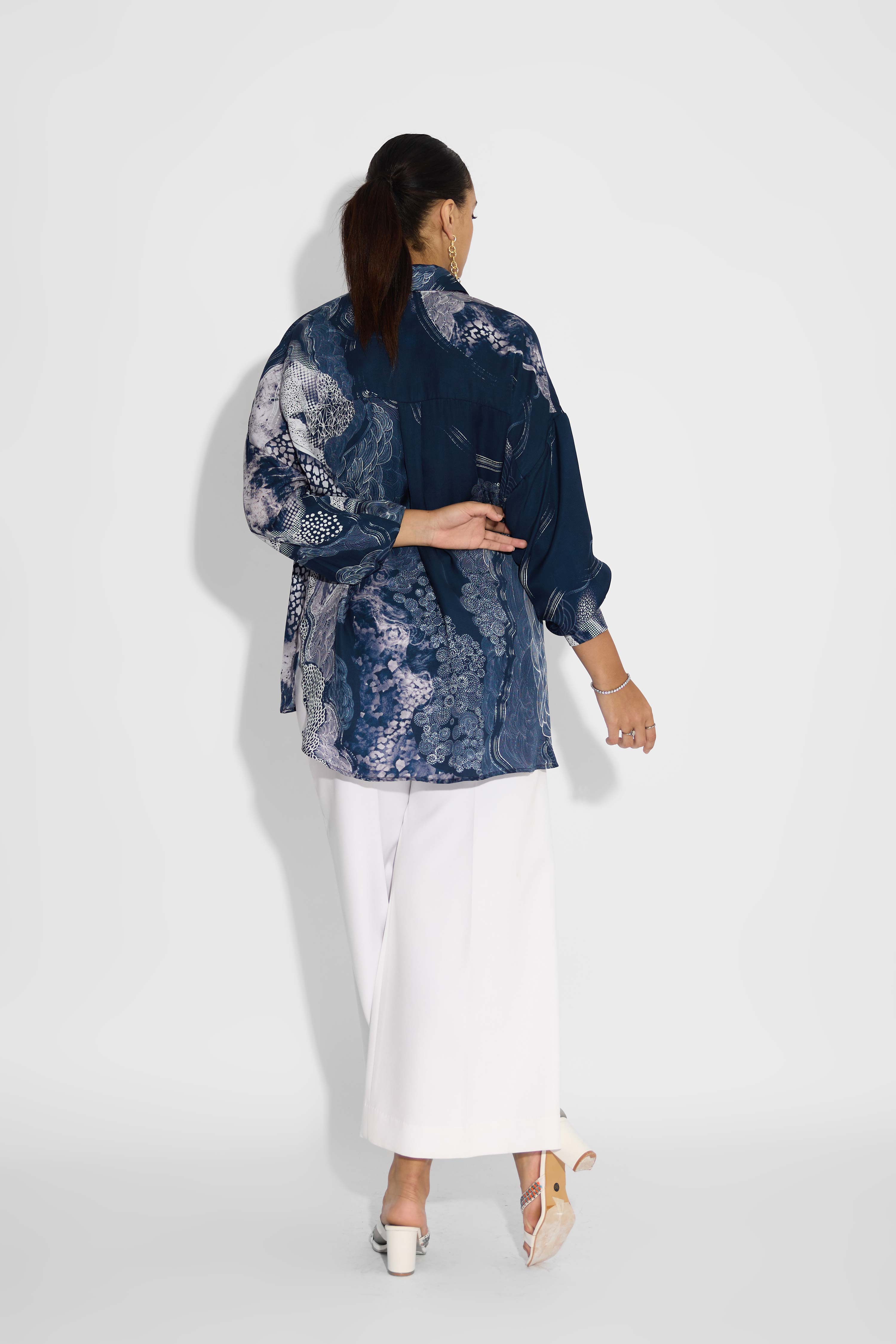 Blue Amorphous Print  Shirt