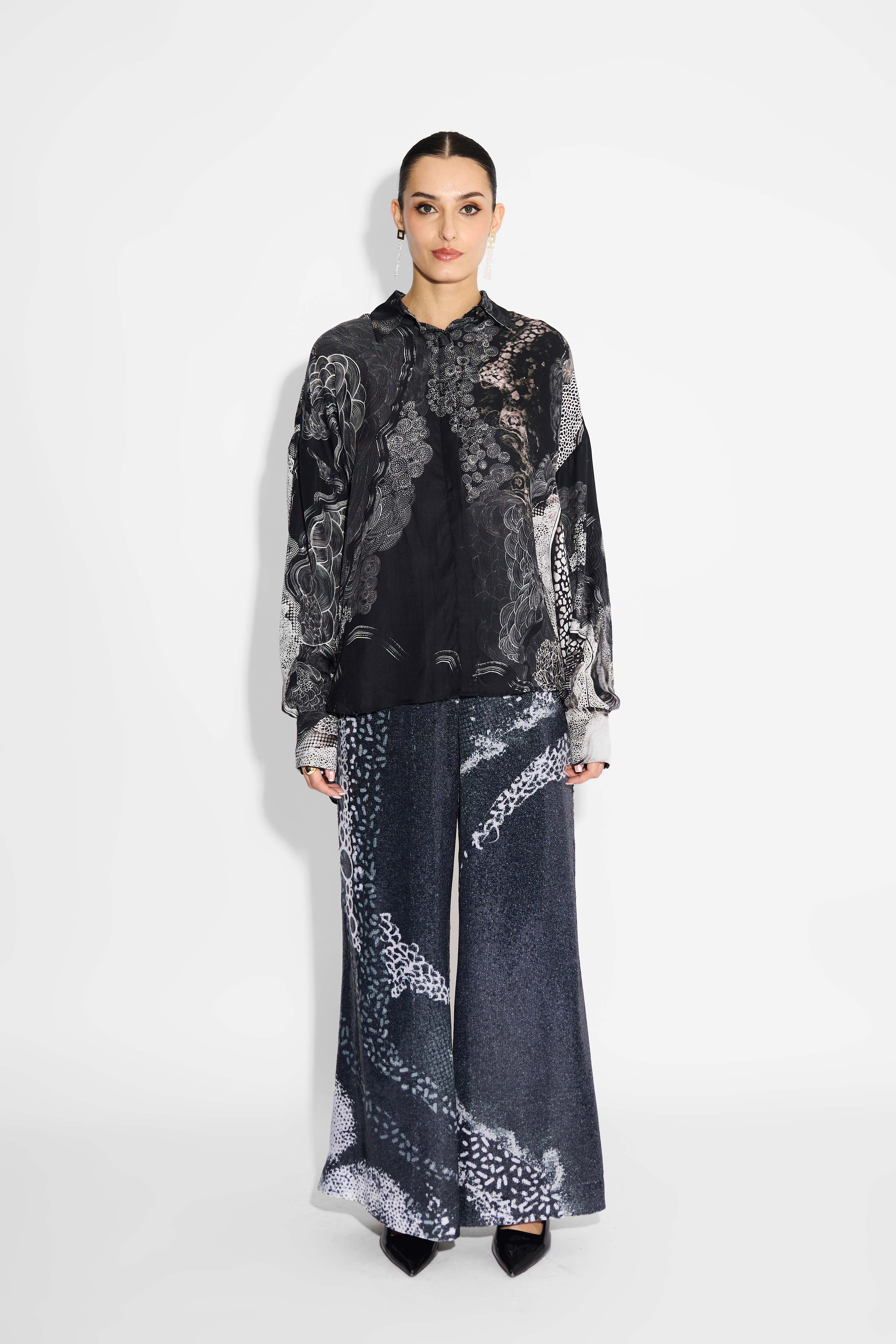 Black Amorphous Print Shirt