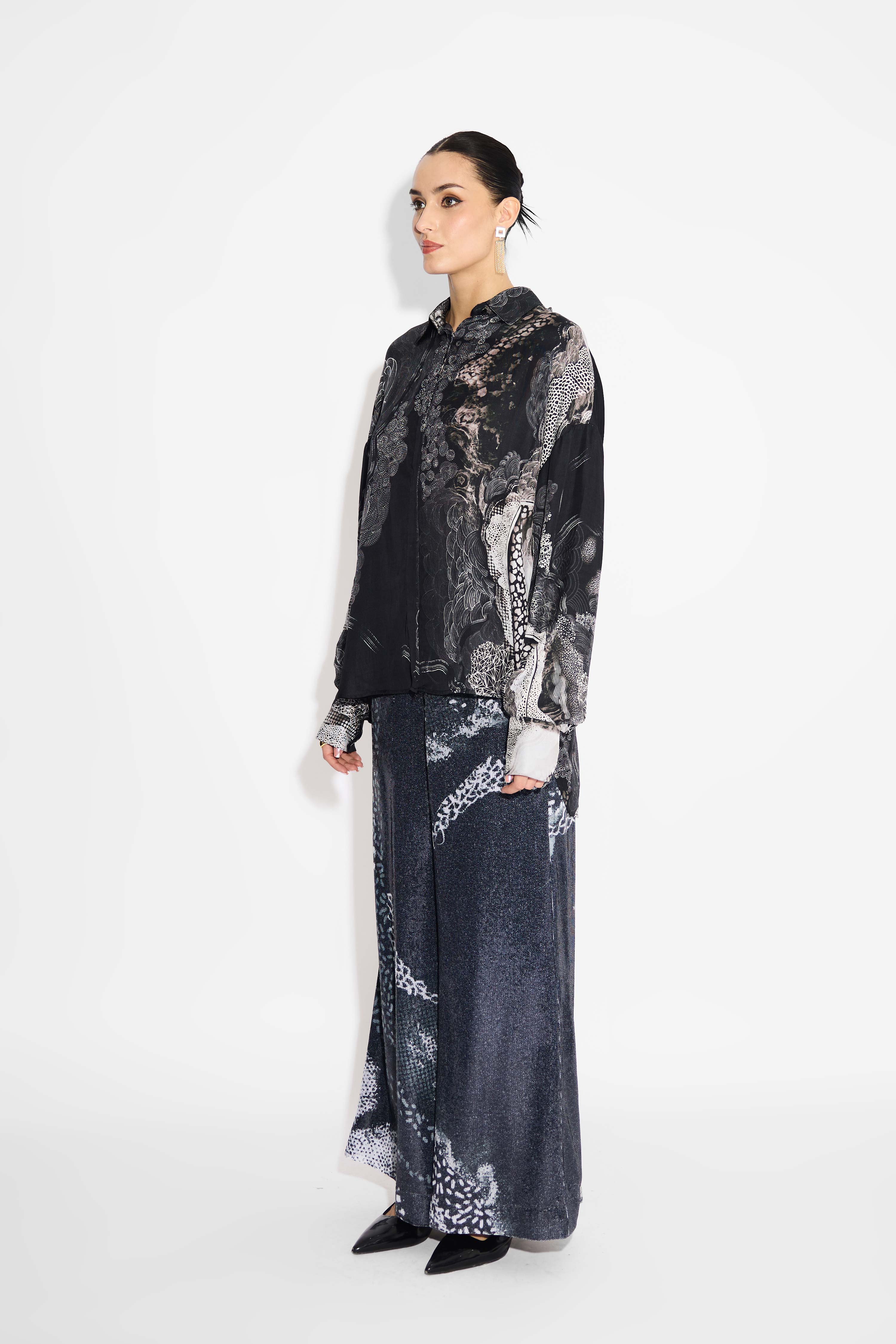 Black Amorphous Print Shirt