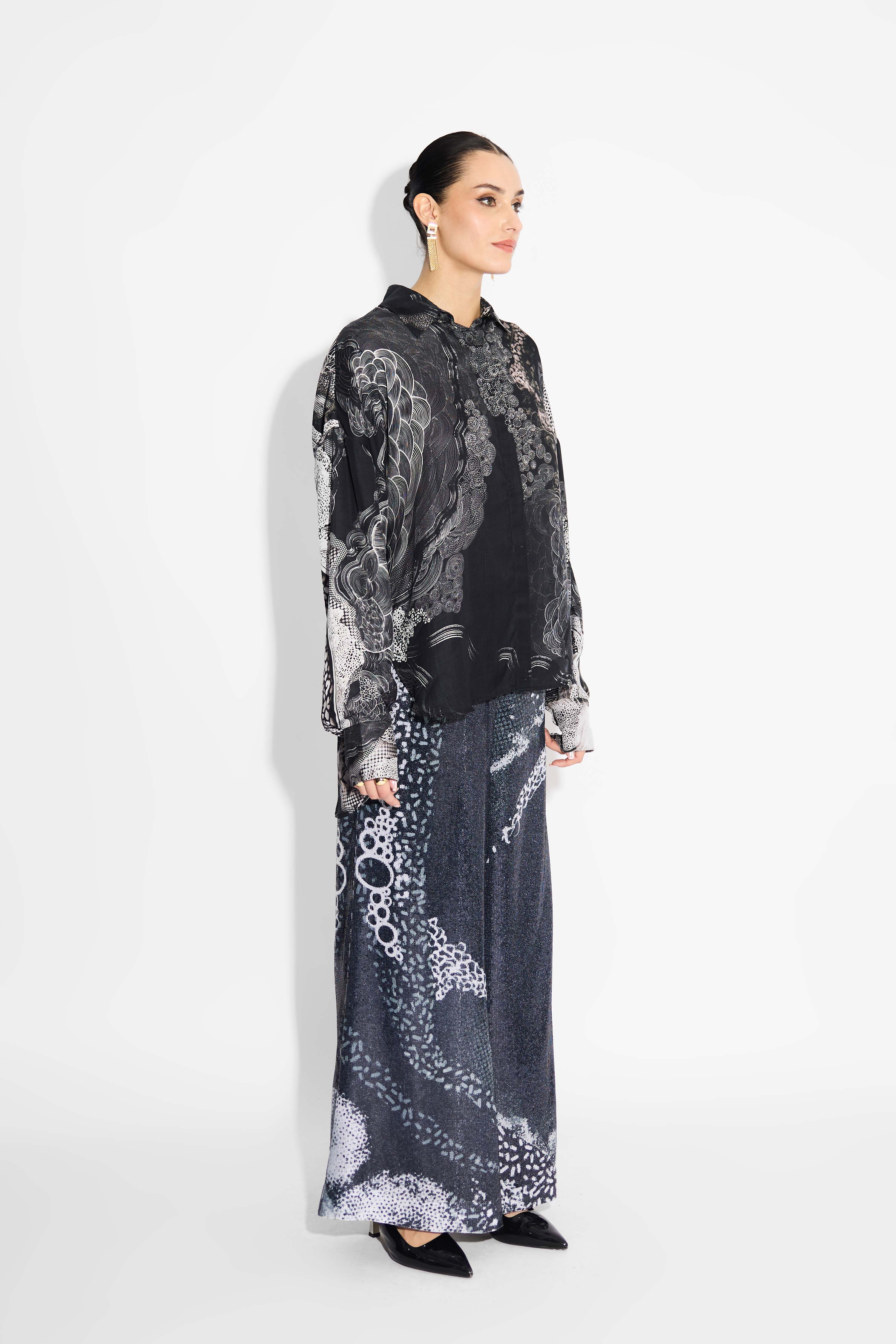 Black Amorphous Print Shirt