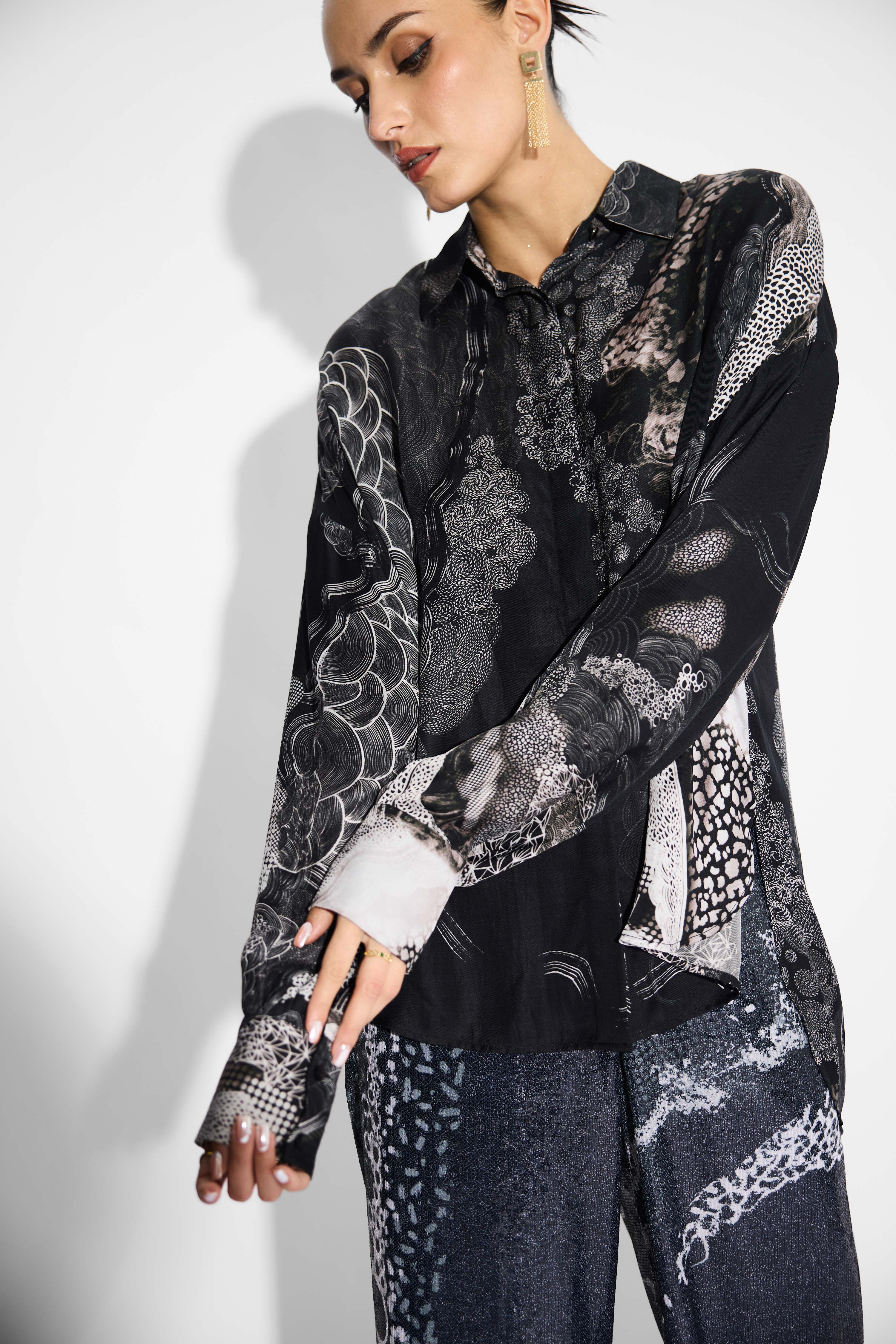 Black Amorphous Print Shirt