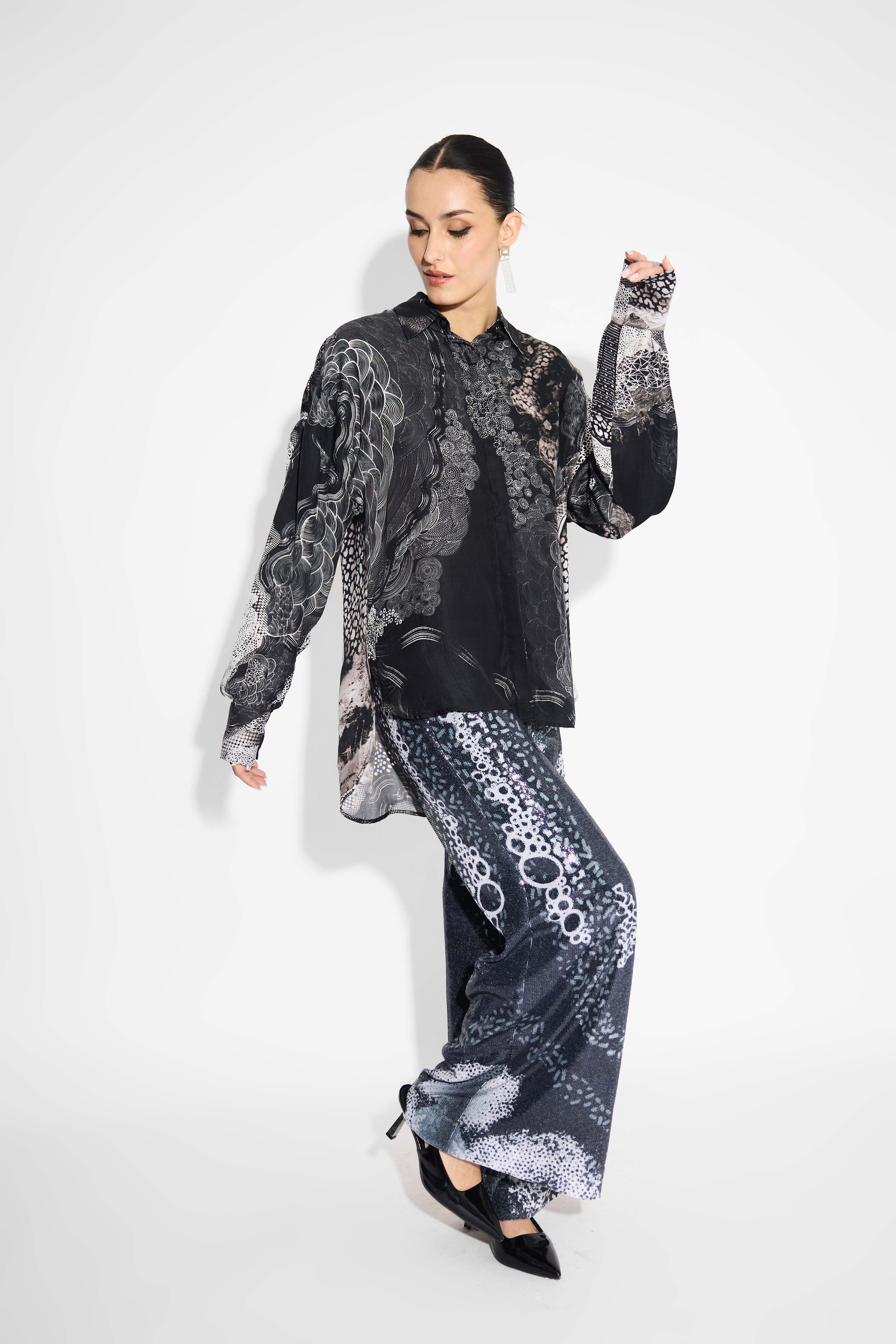 Black Amorphous Print Shirt