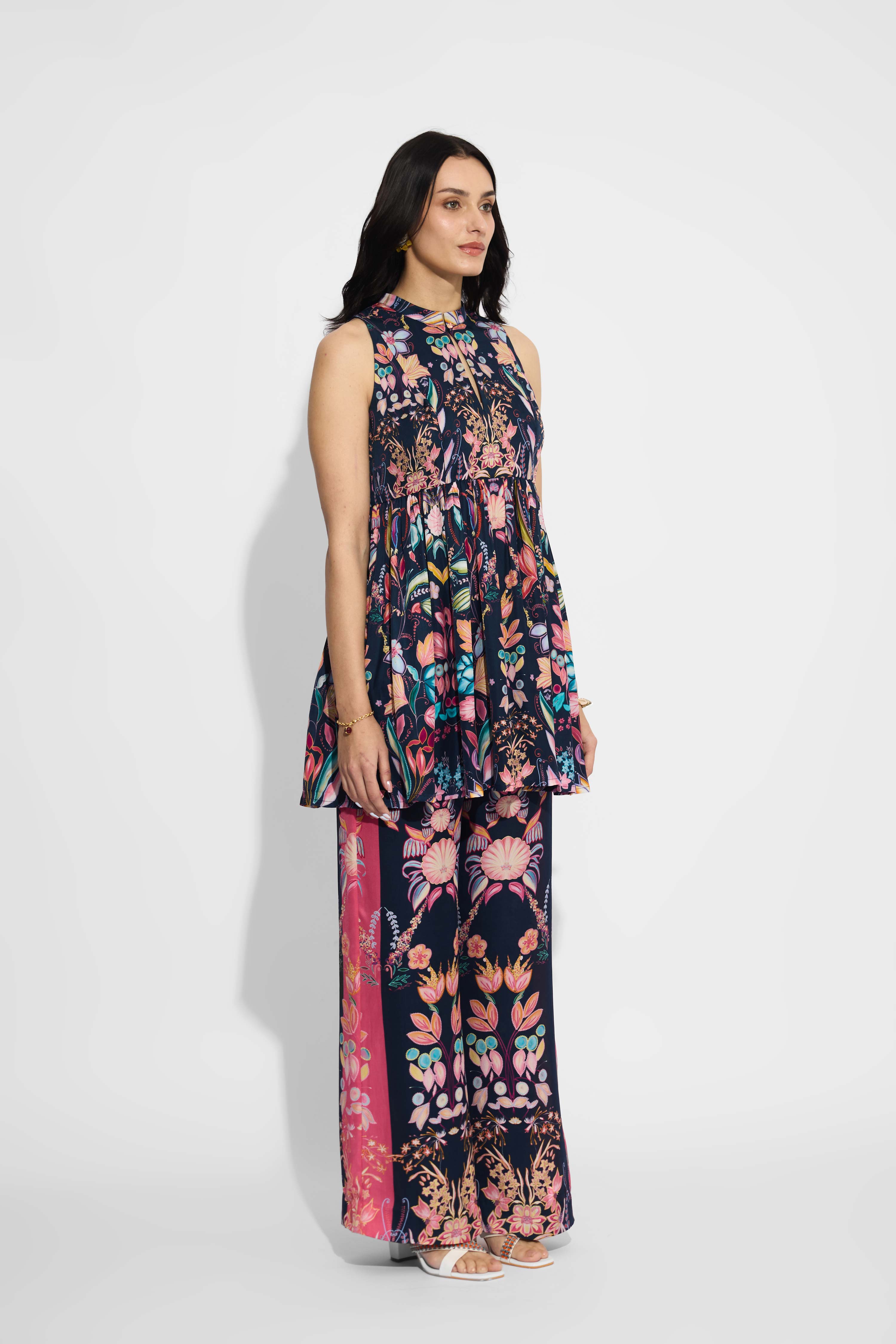 Blue Floral Peplum Top