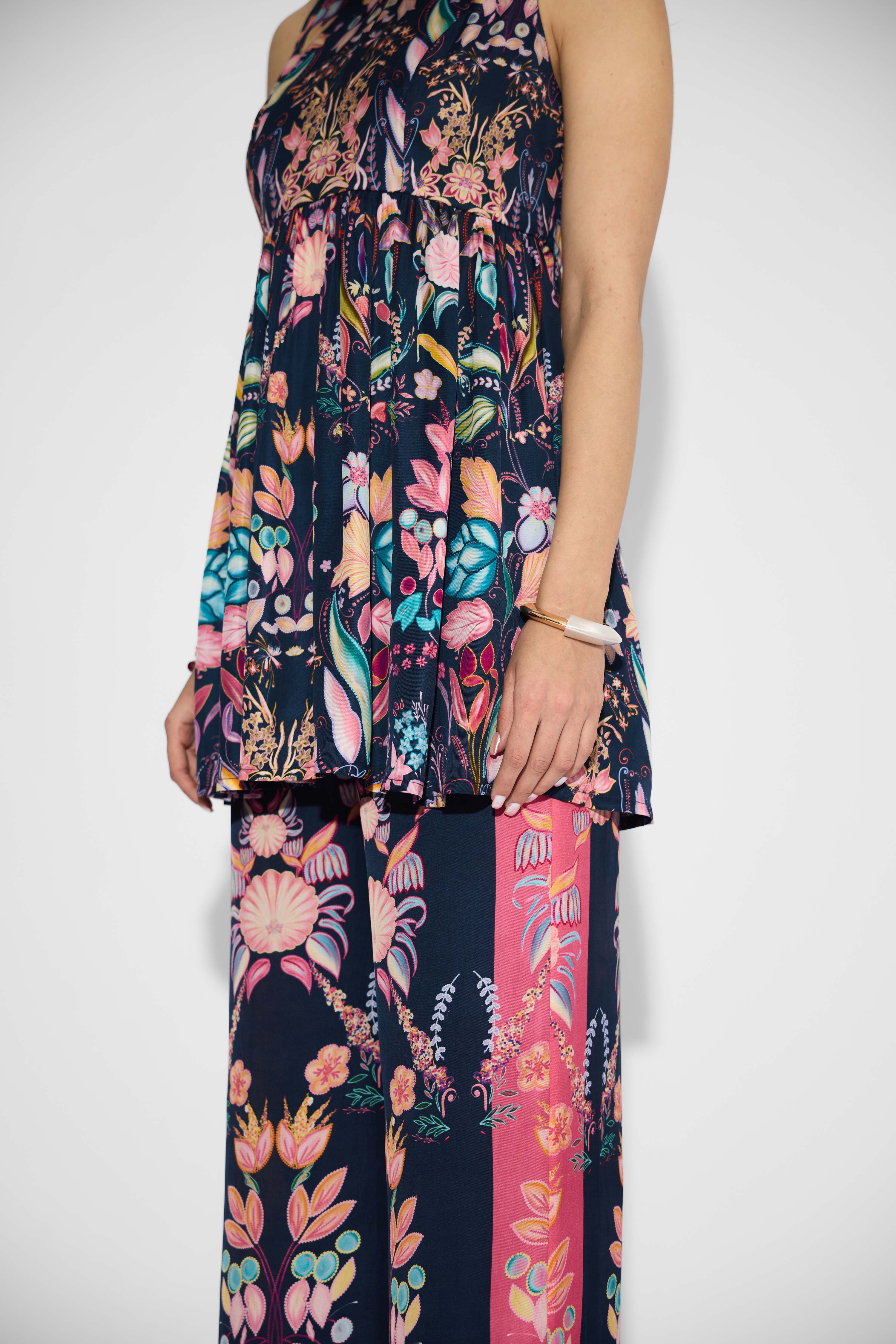Blue Floral Peplum Top
