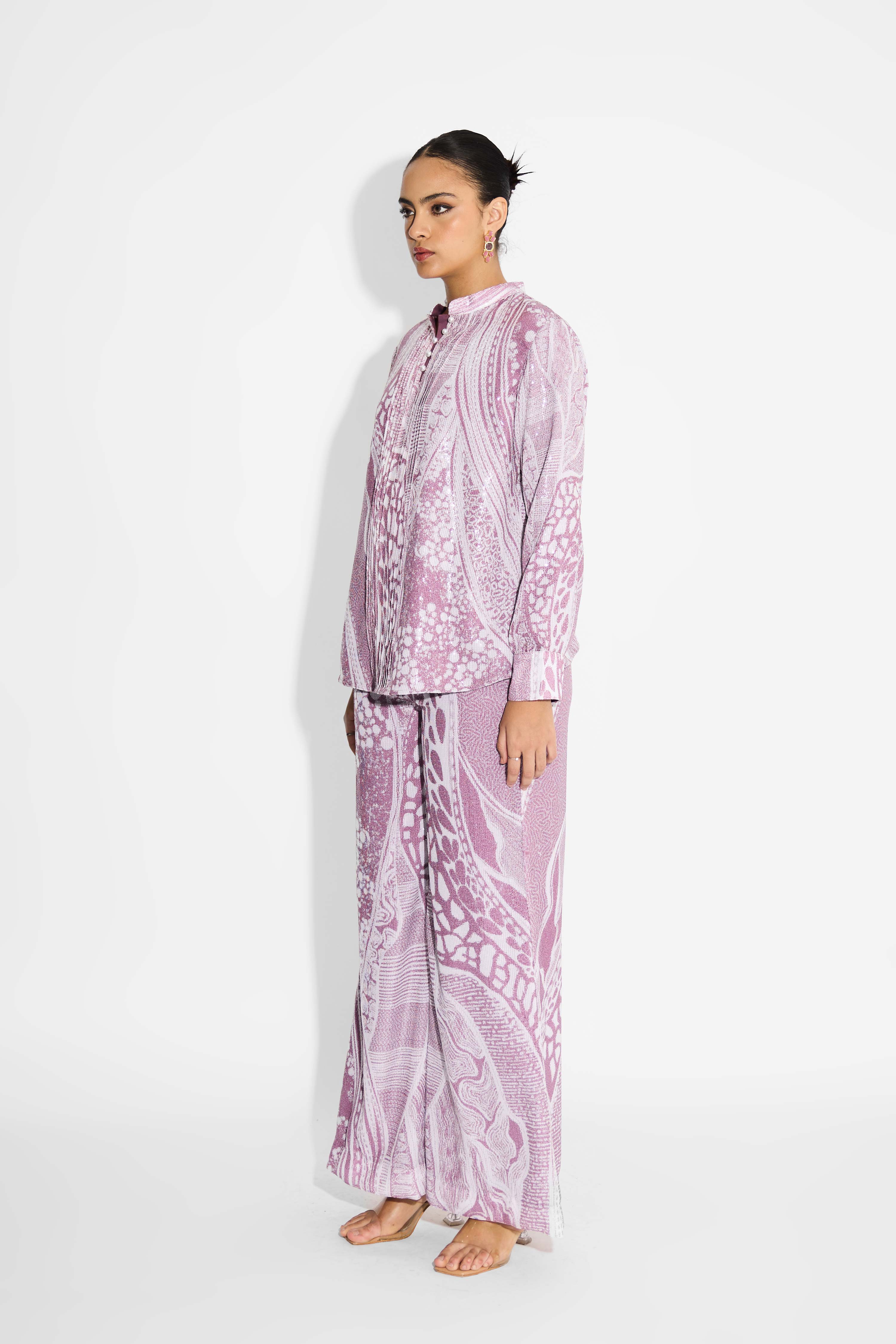 Amorphous Print Pintuck Shirt
