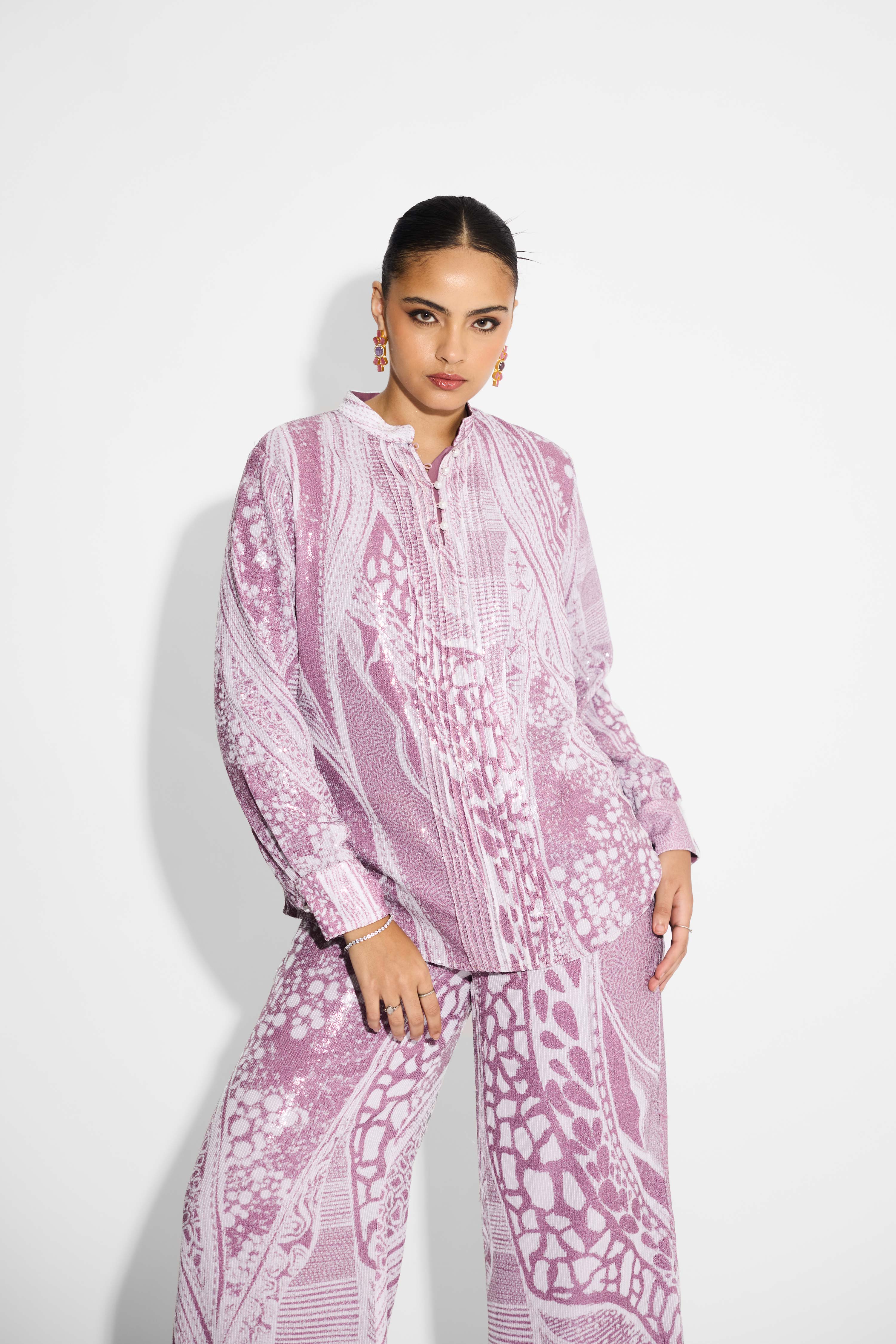 Amorphous Print Pintuck Shirt