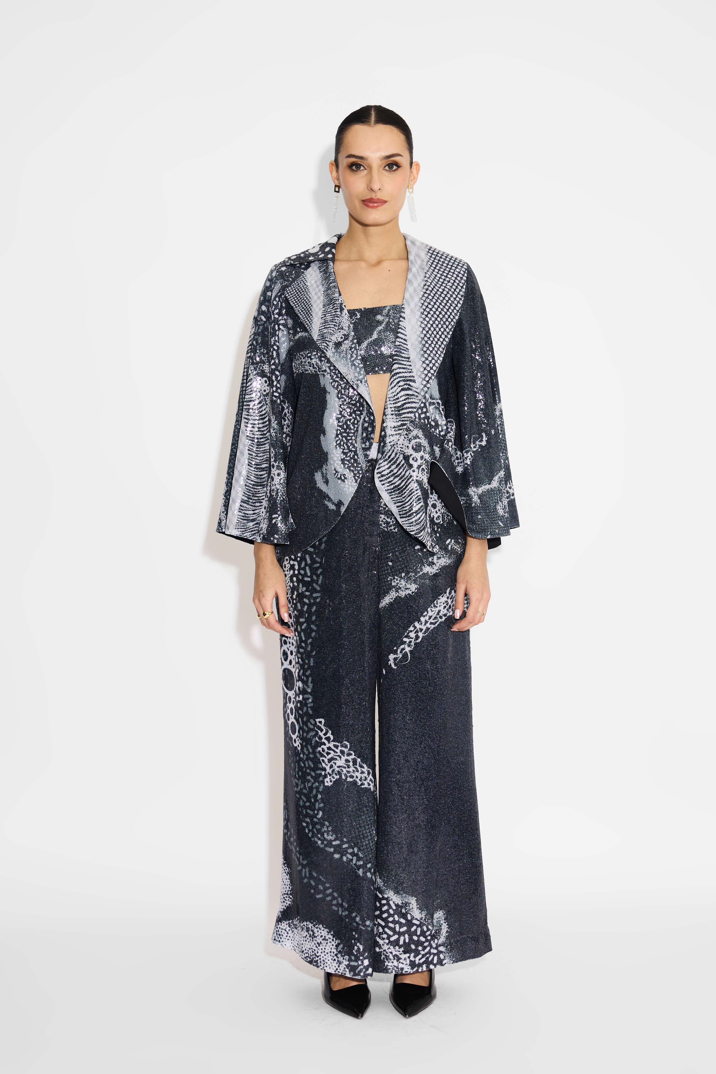 Black Amorprphous Sequins Pant