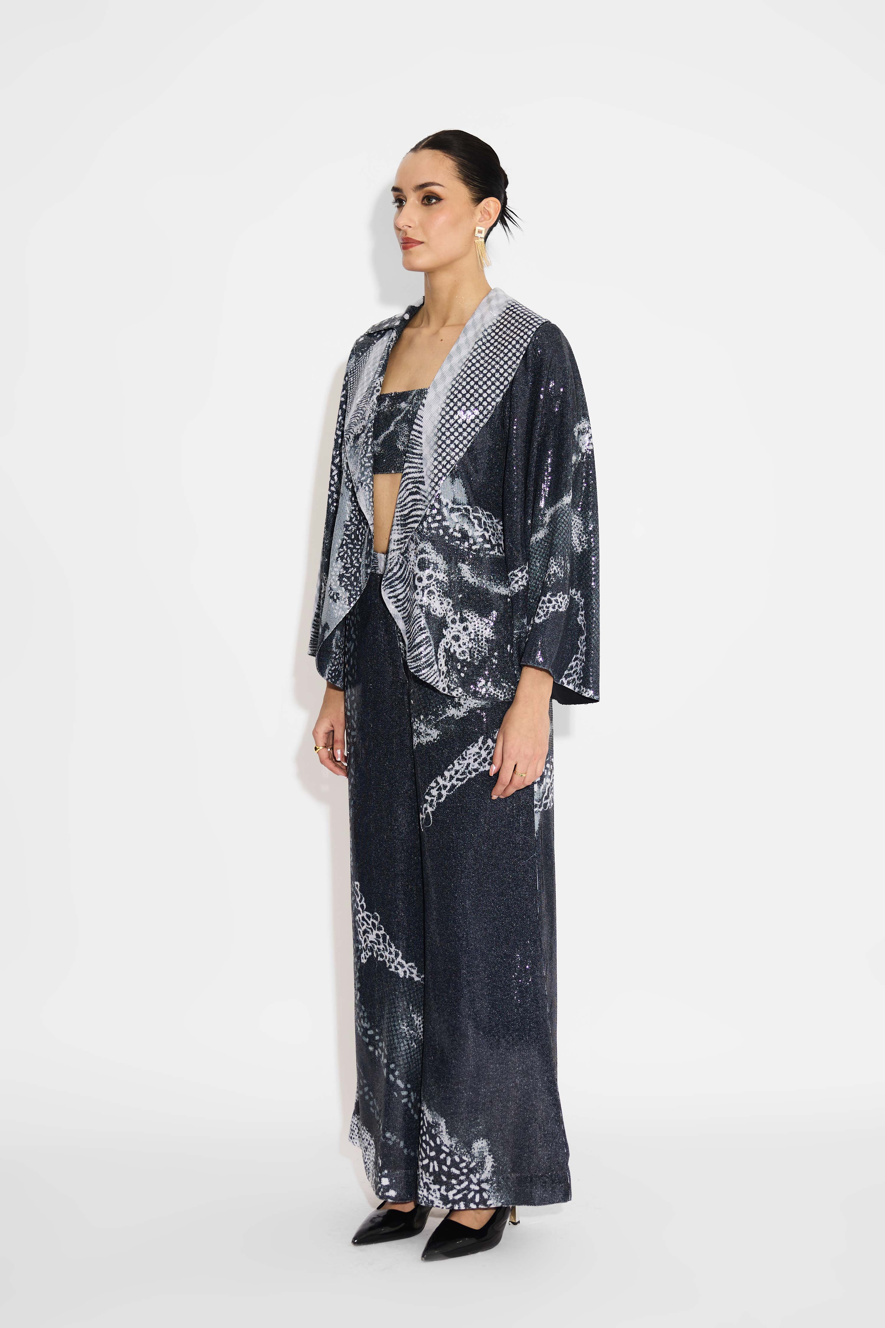 Black Amorprphous Sequins Pant