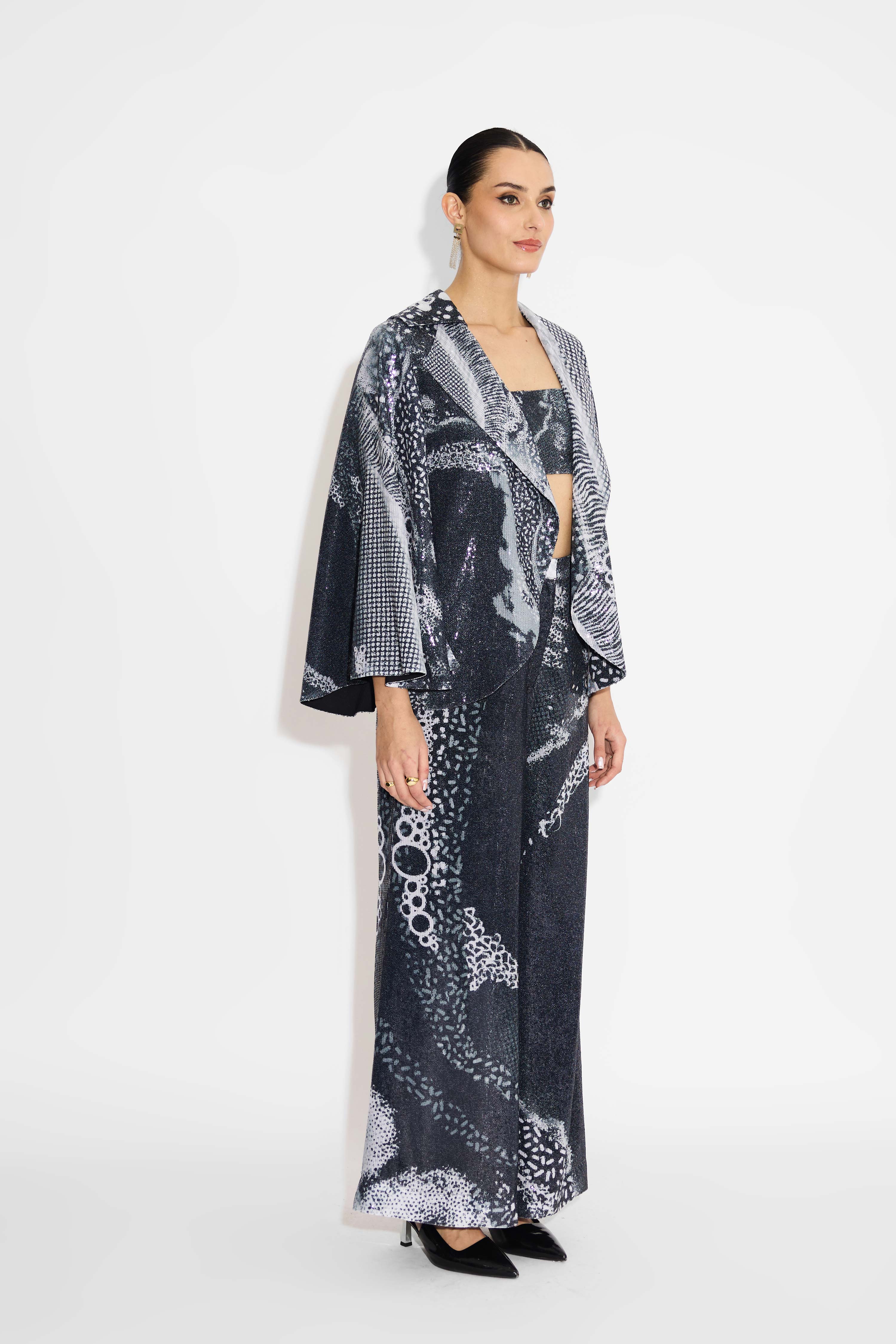 Black Amorprphous Sequins Pant