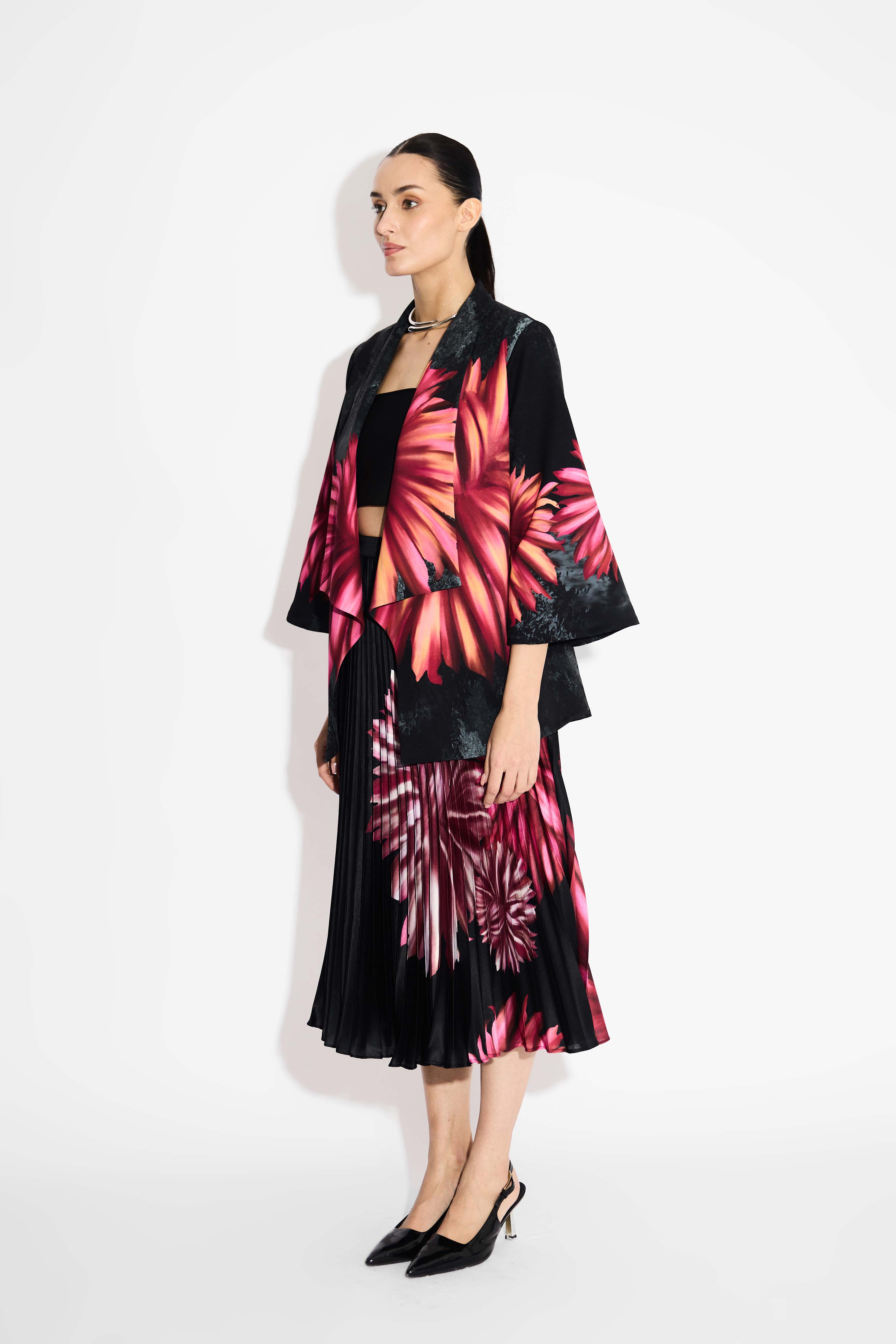 Floral Sunrise Pleated Skirt