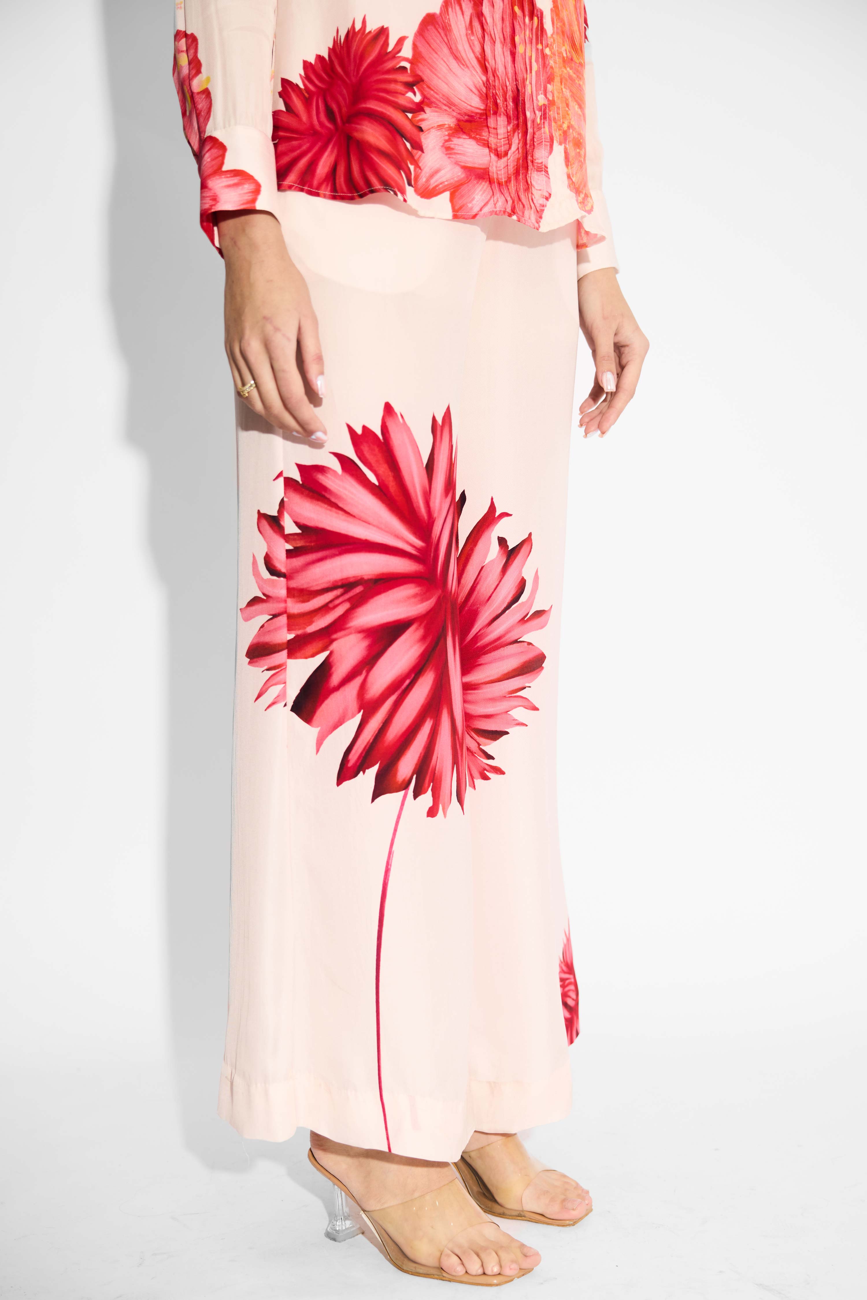 Pink Floral Straight Pants