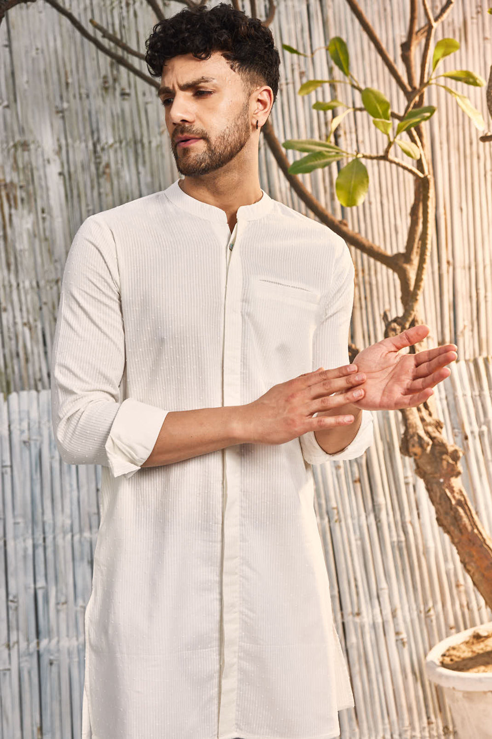 Cotton Placket Kurta - Set Of 1