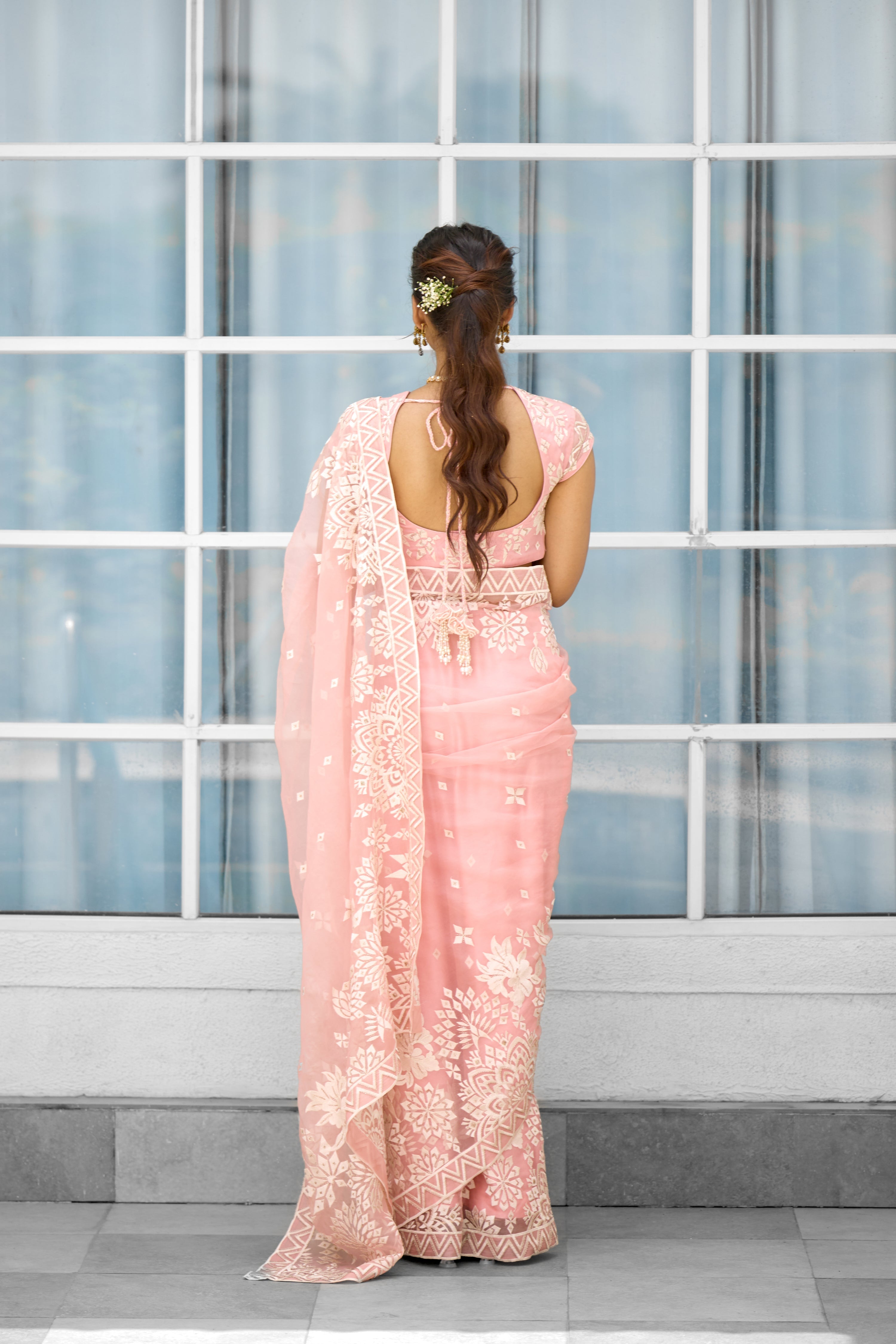 Whispers of Rose Pink Women wear saree set