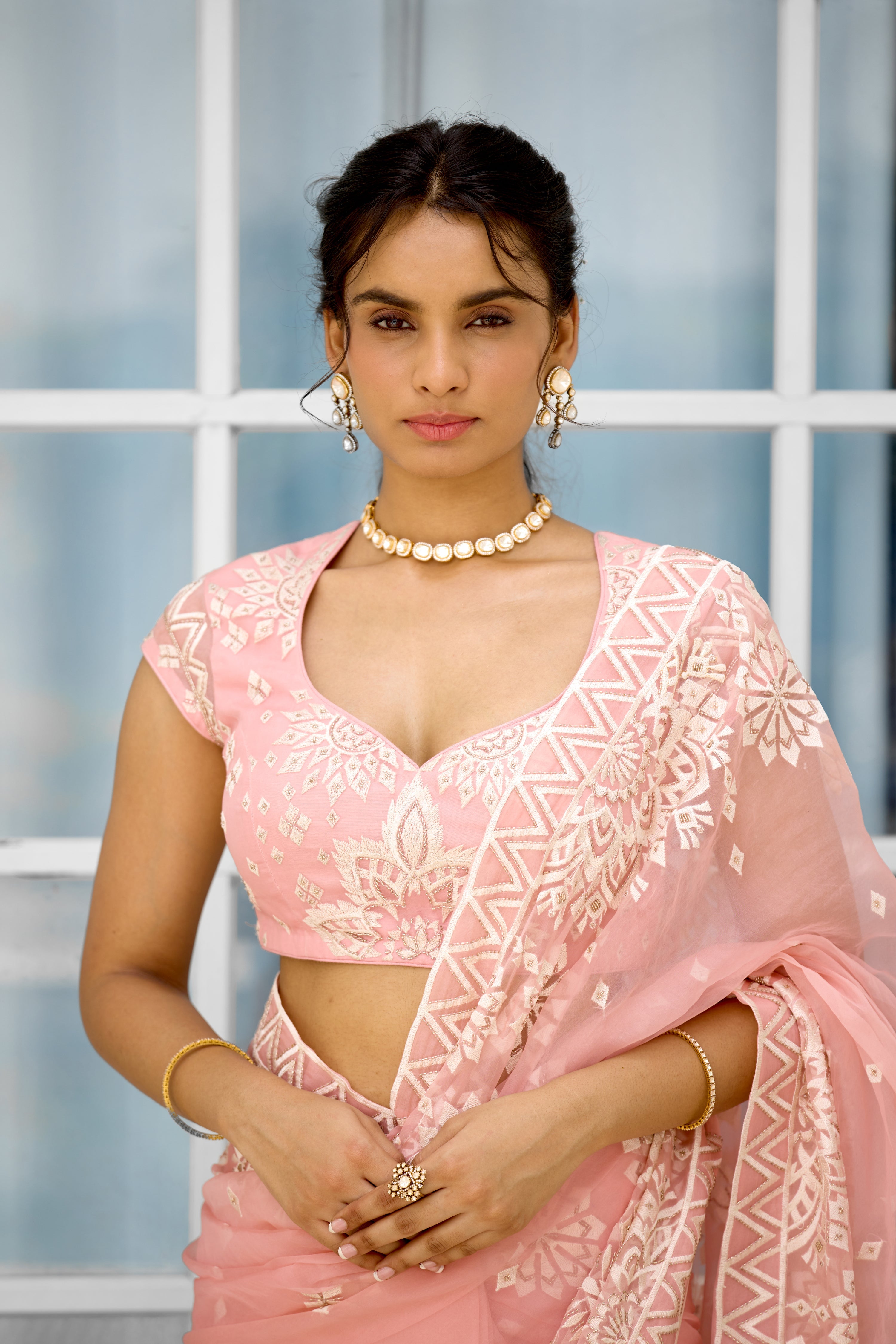 Whispers of Rose Pink Women wear saree set