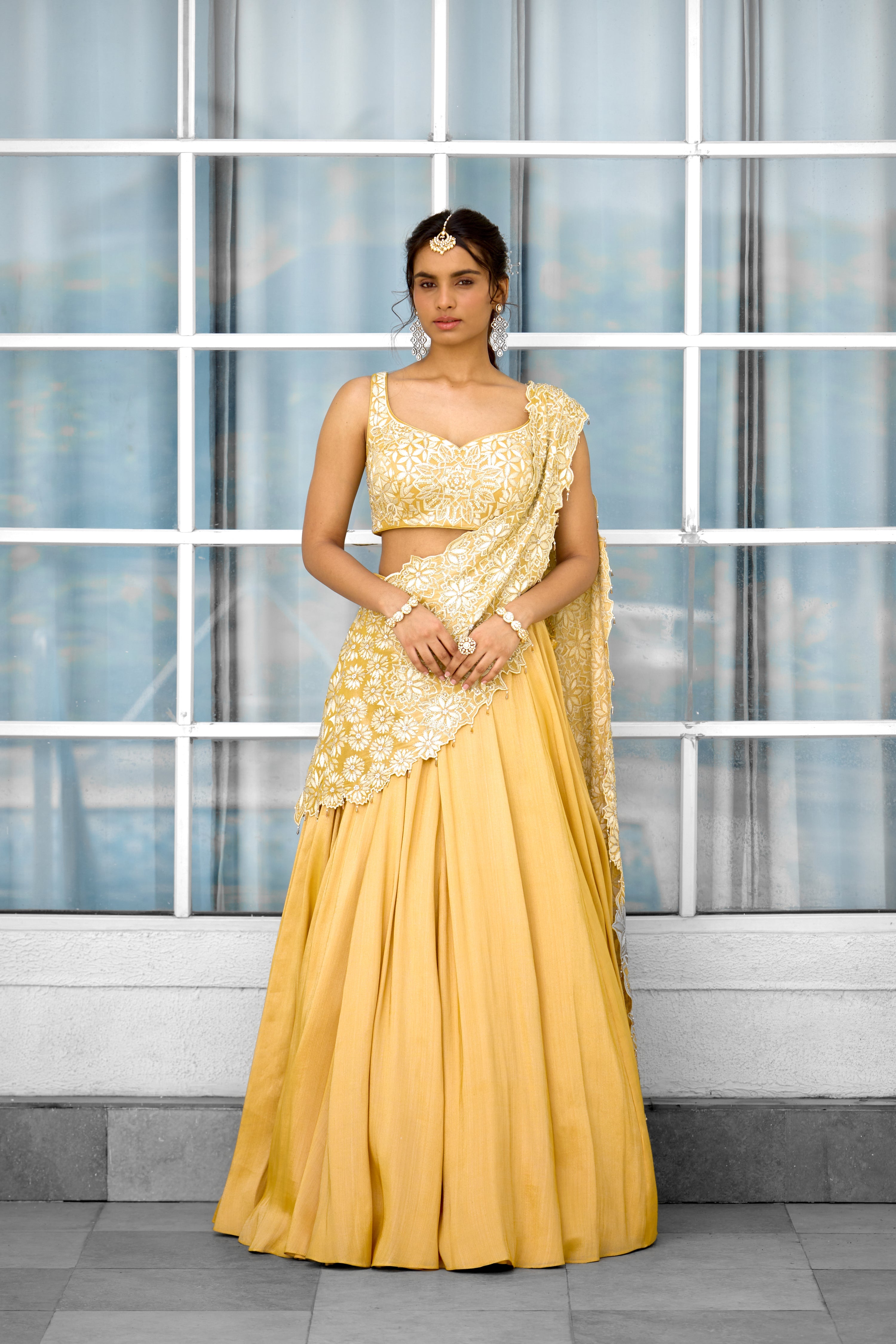 Marigold Muse Women wear Lehenga saree set