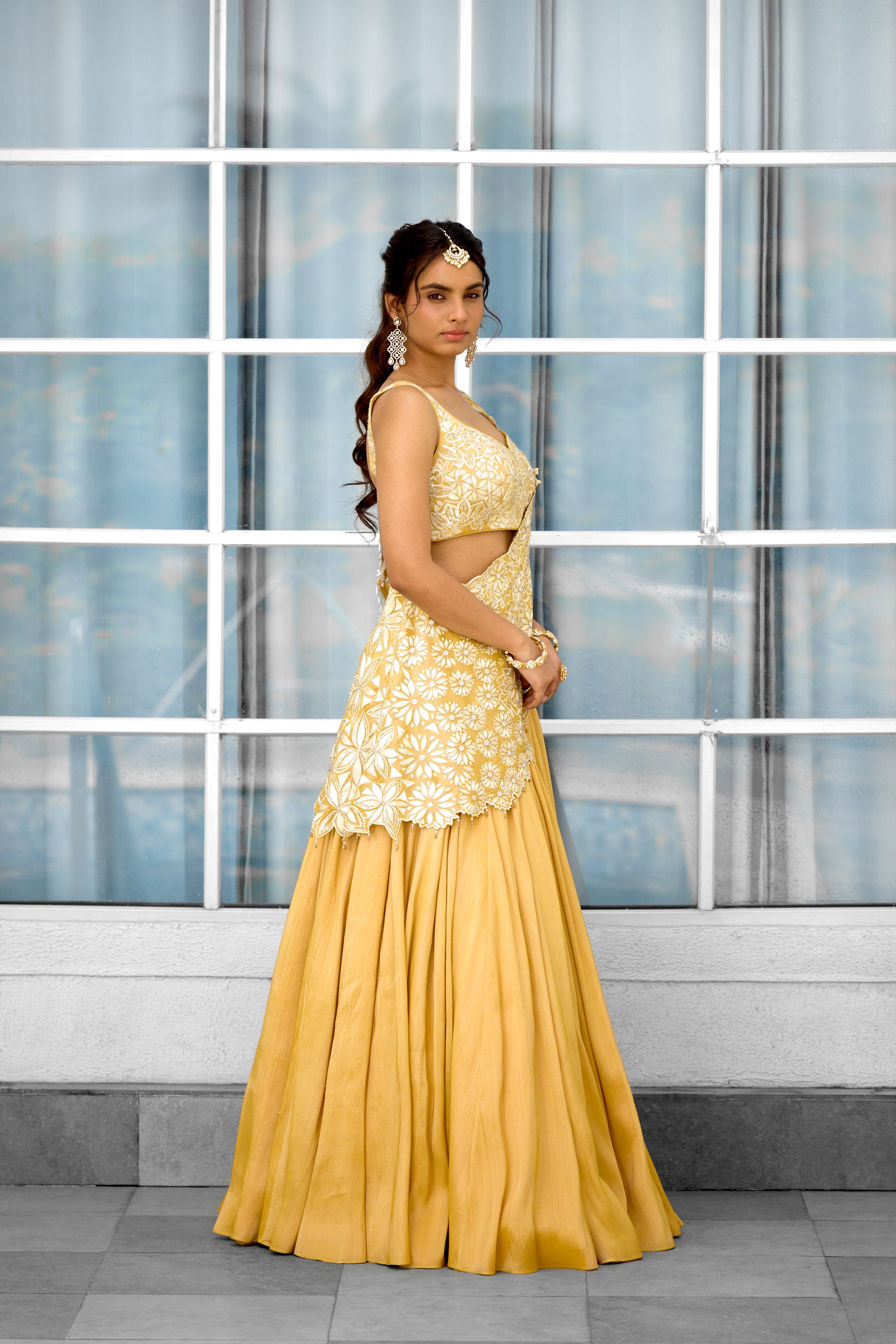 Marigold Muse Women wear Lehenga saree set