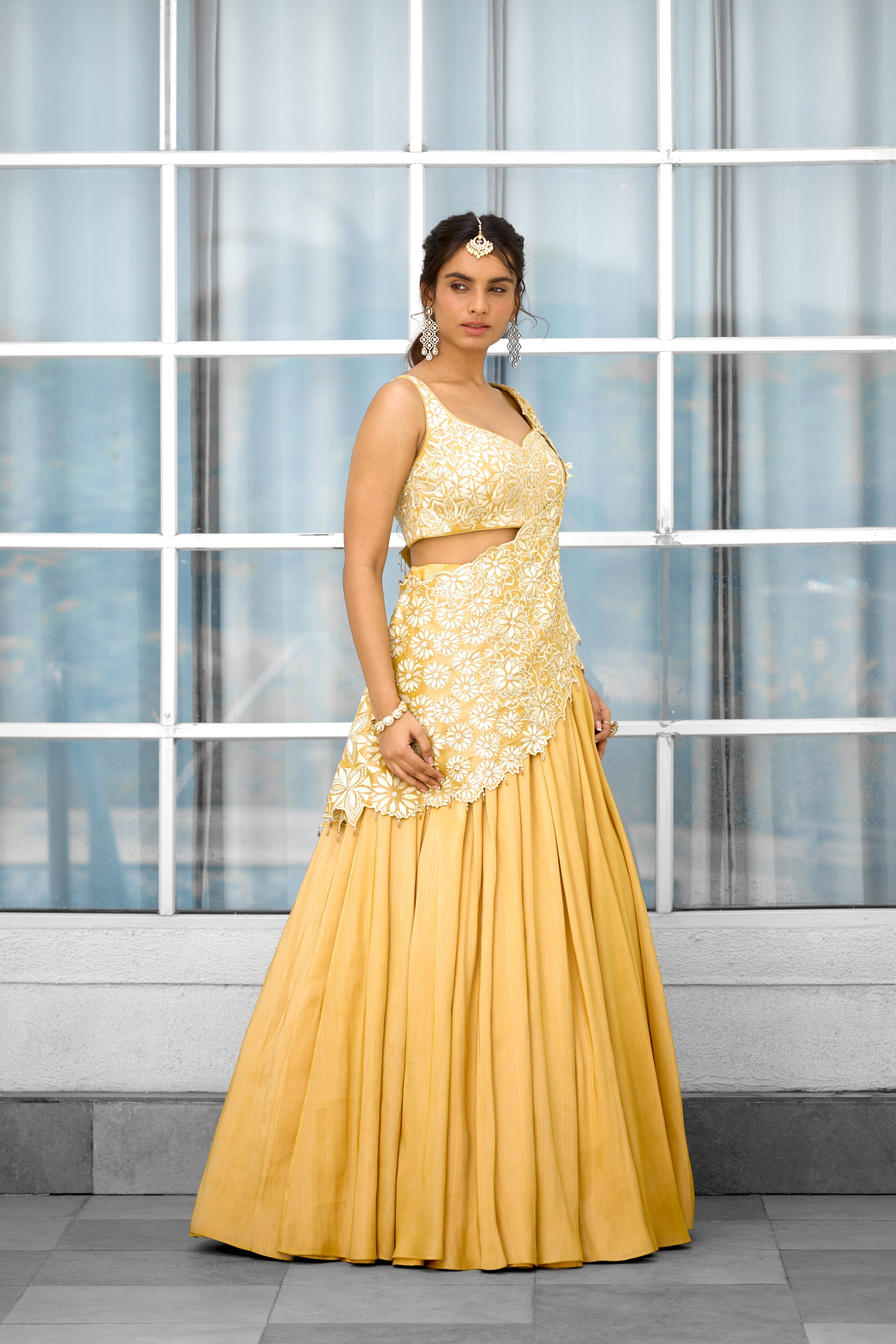 Marigold Muse Women wear Lehenga saree set