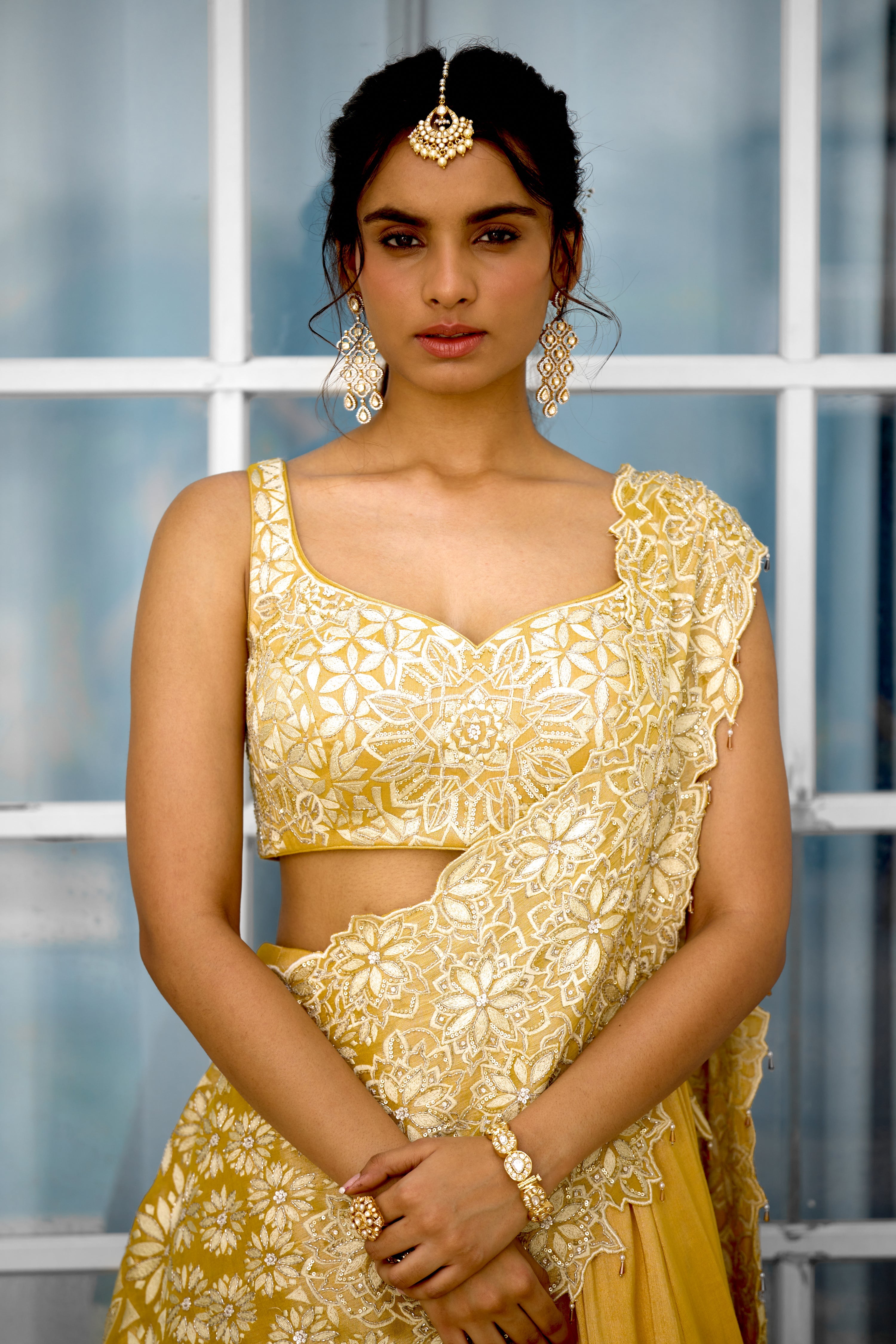 Marigold Muse Women wear Lehenga saree set