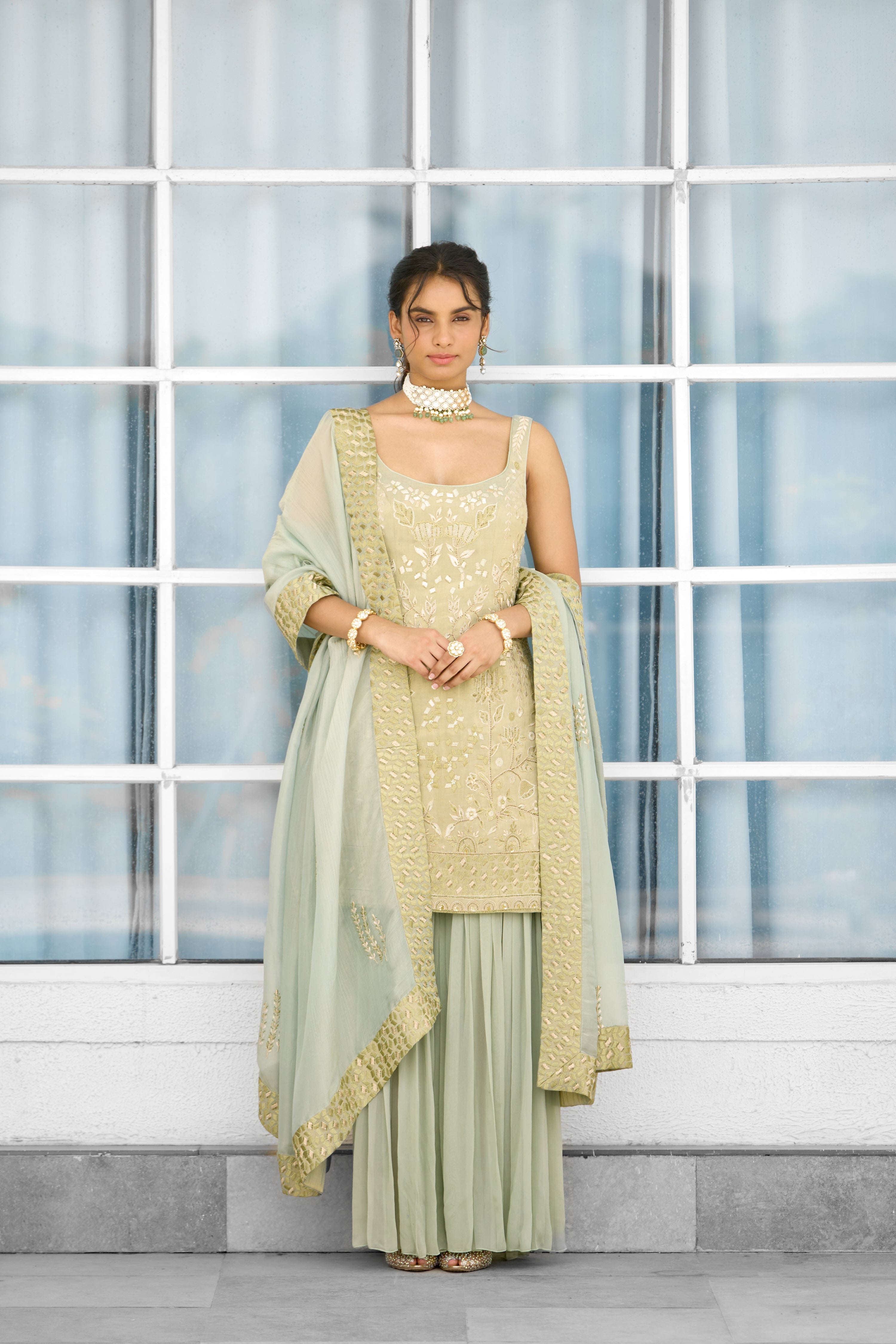 Moss Mirage Women wear kurta Sharara set