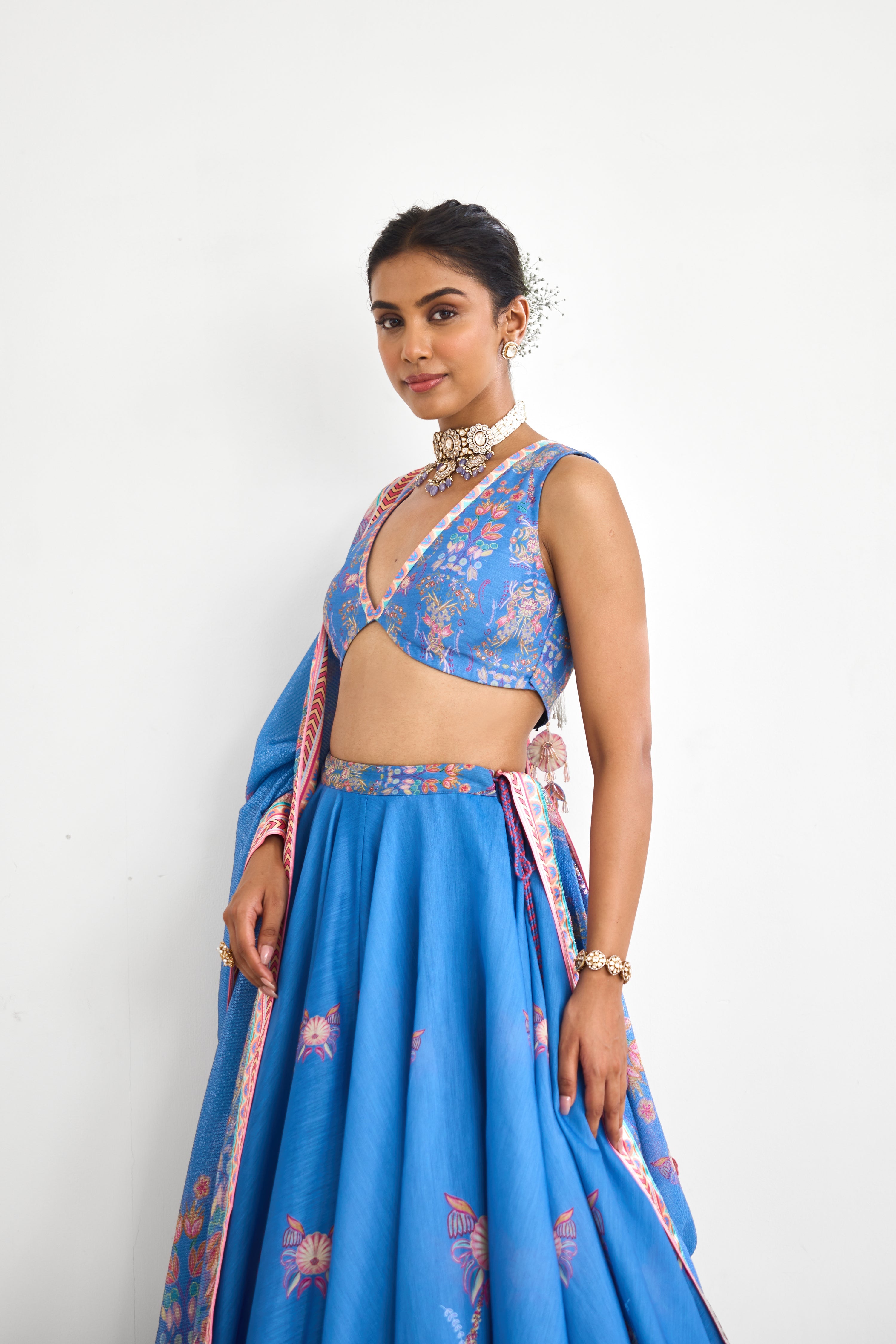 Blue Haze Women wear Printed Lehenga set