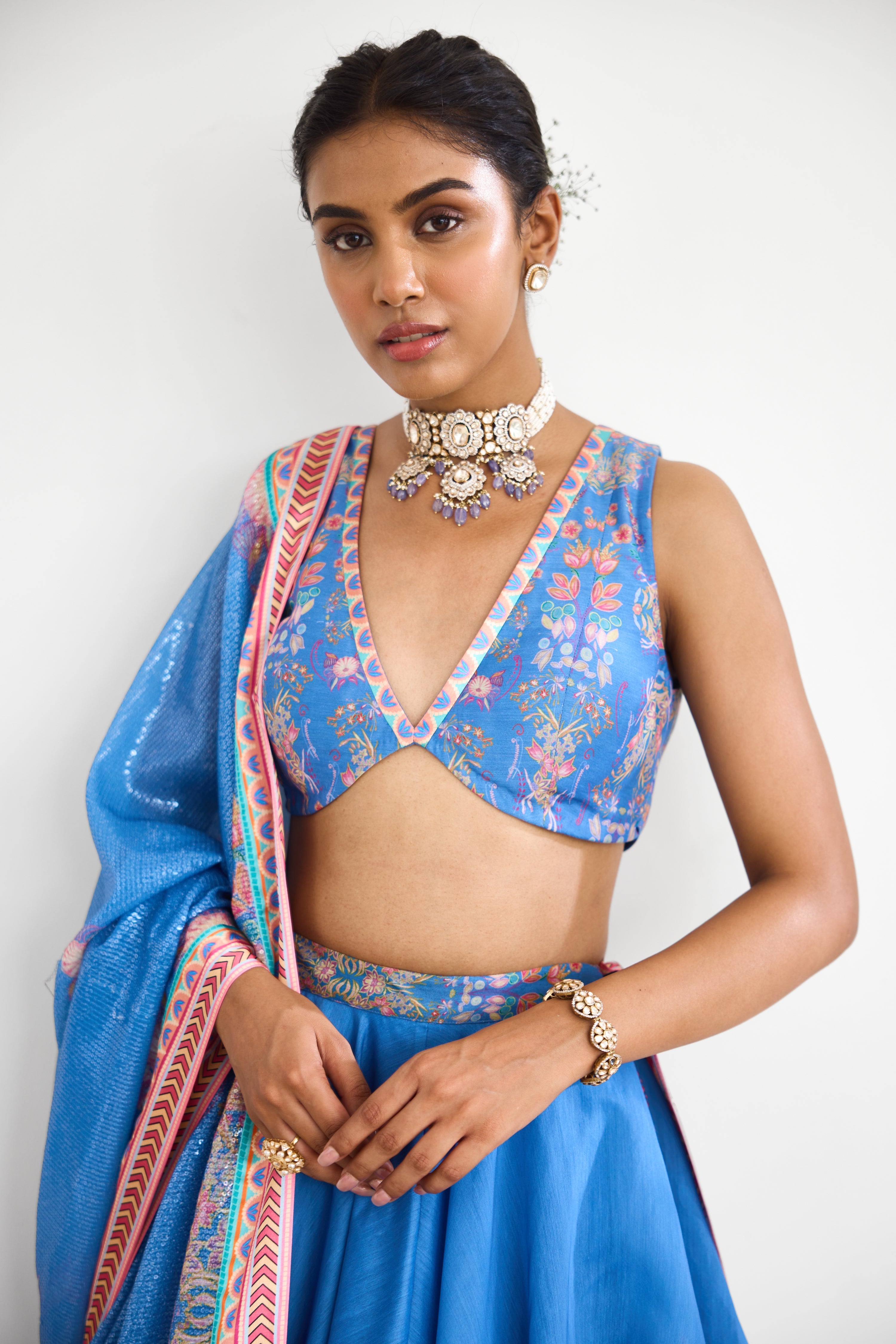 Blue Haze Women wear Printed Lehenga set