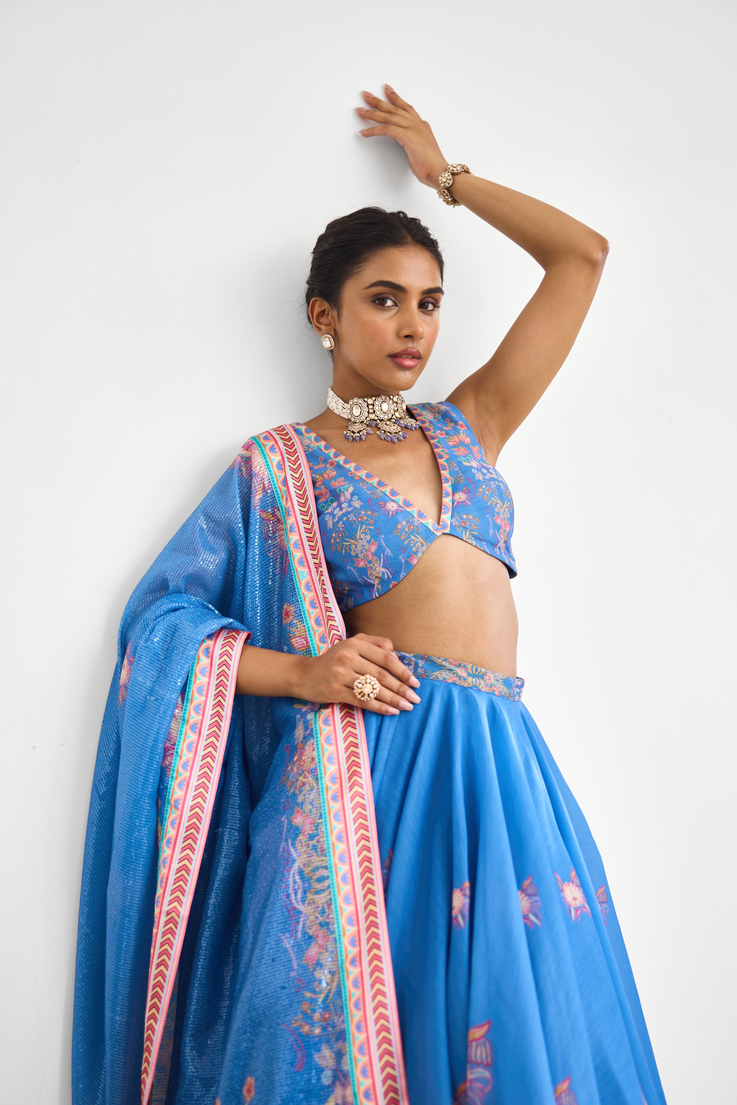 Blue Haze Women wear Printed Lehenga set