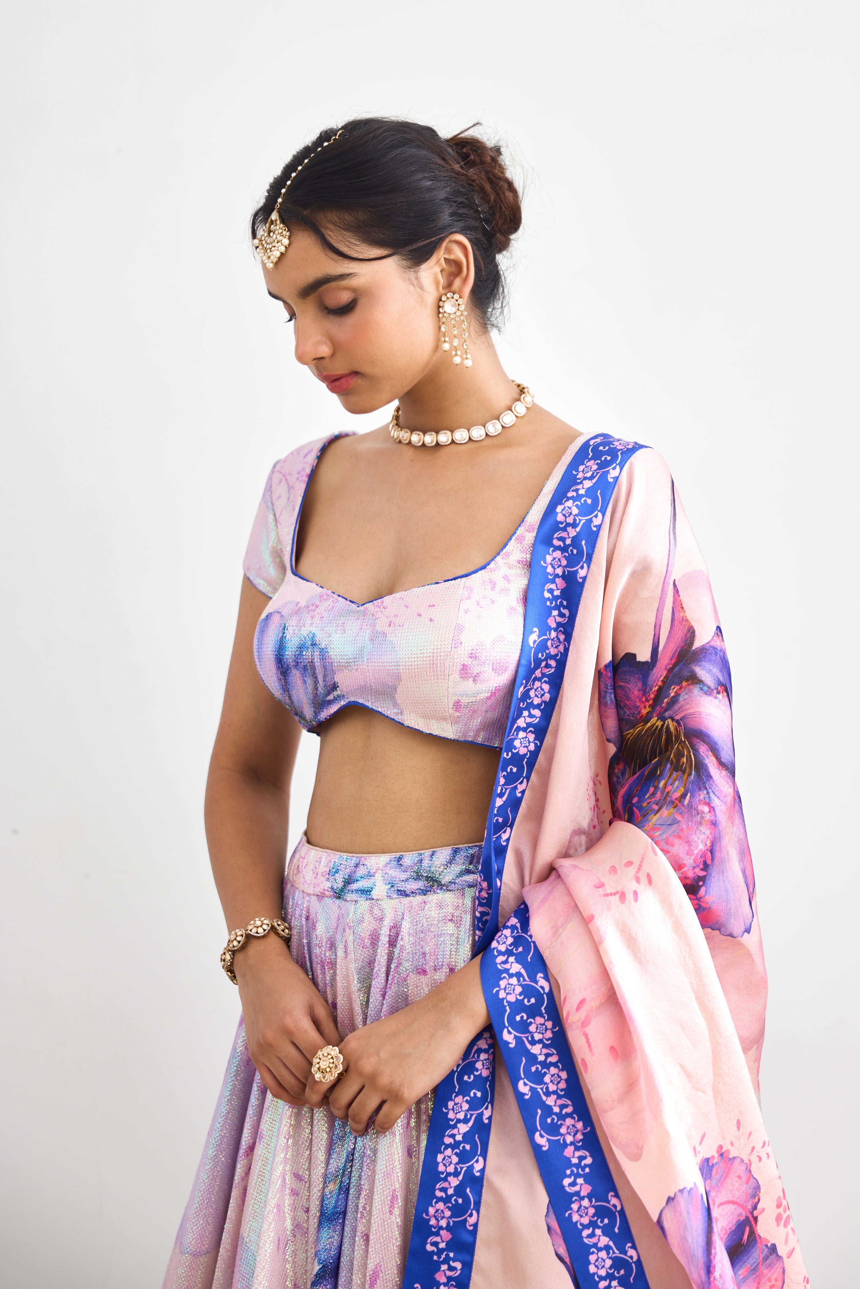 Lavender Twilight Women wear Sequence Lehenga set