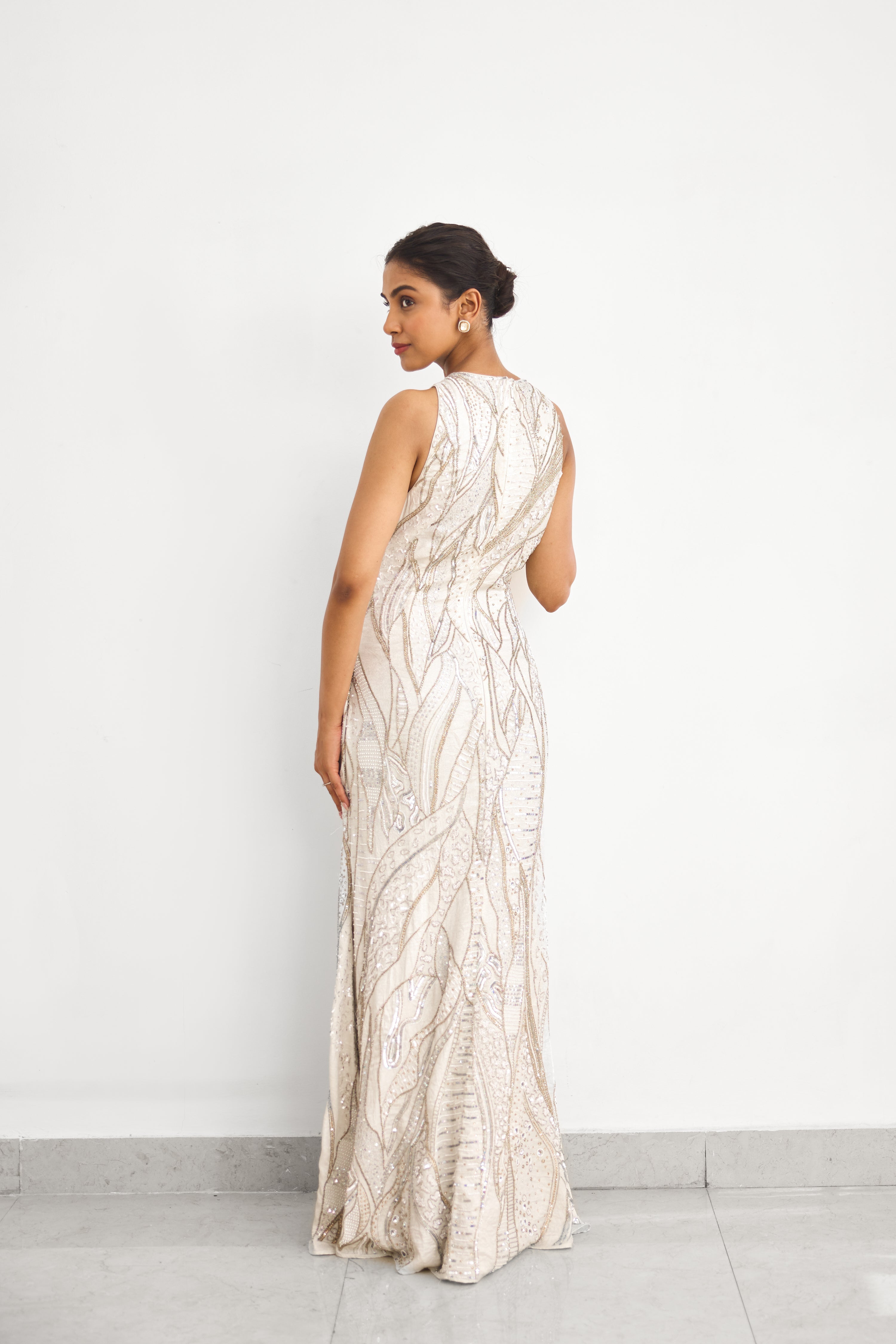 Gold Frost Women wear Embellished Gown