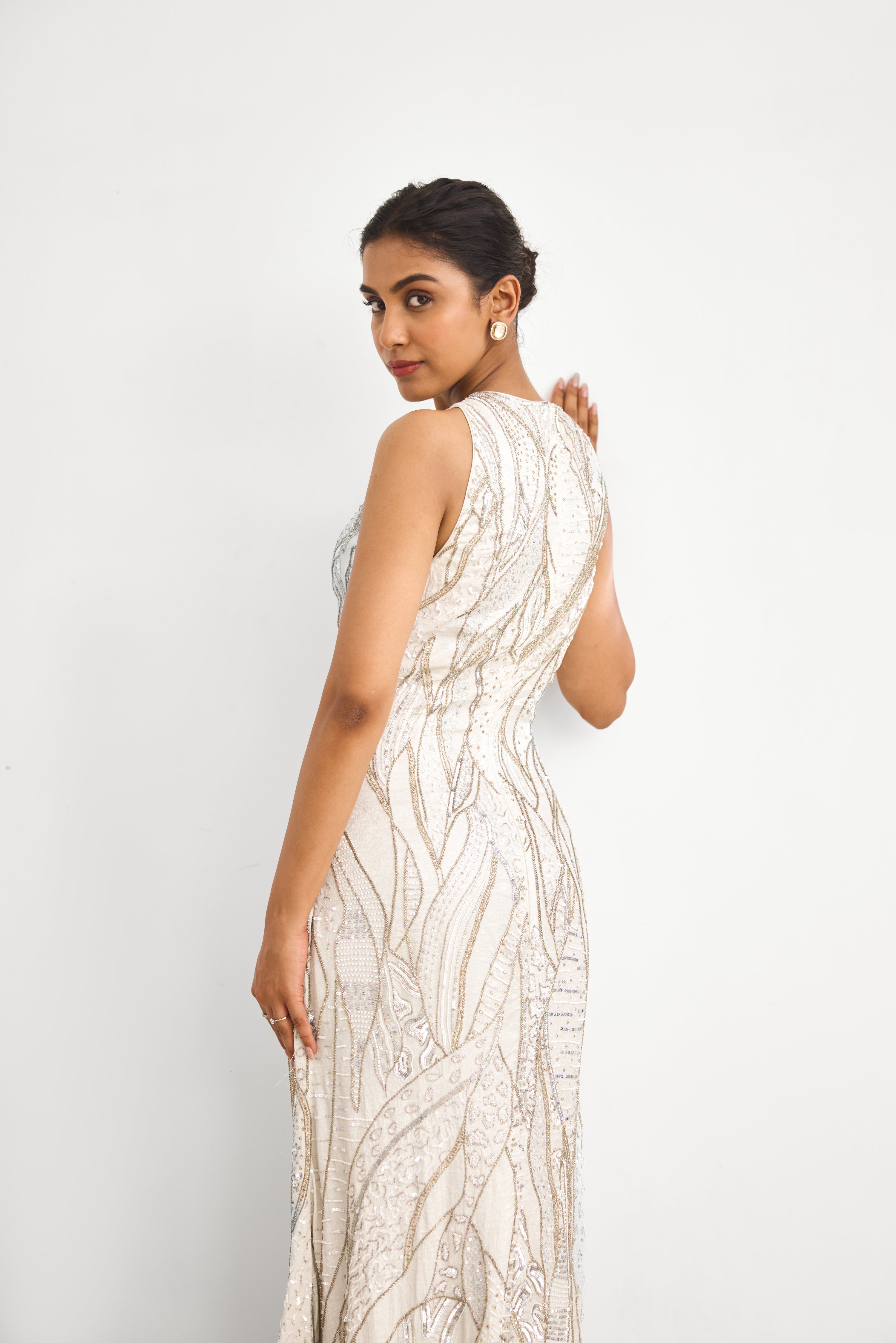 Gold Frost Women wear Embellished Gown