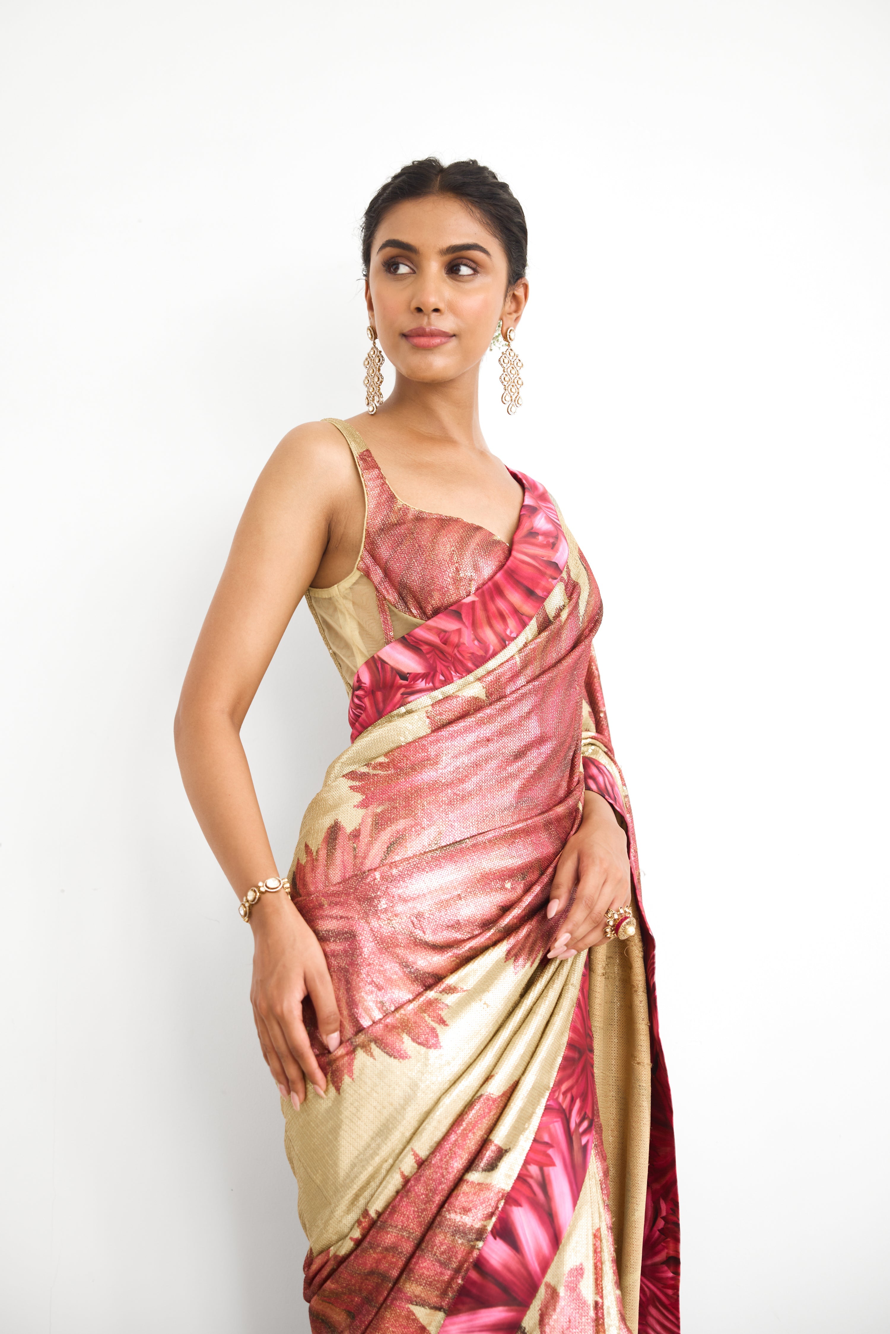 Golden Hour Women wear Sequence saree set