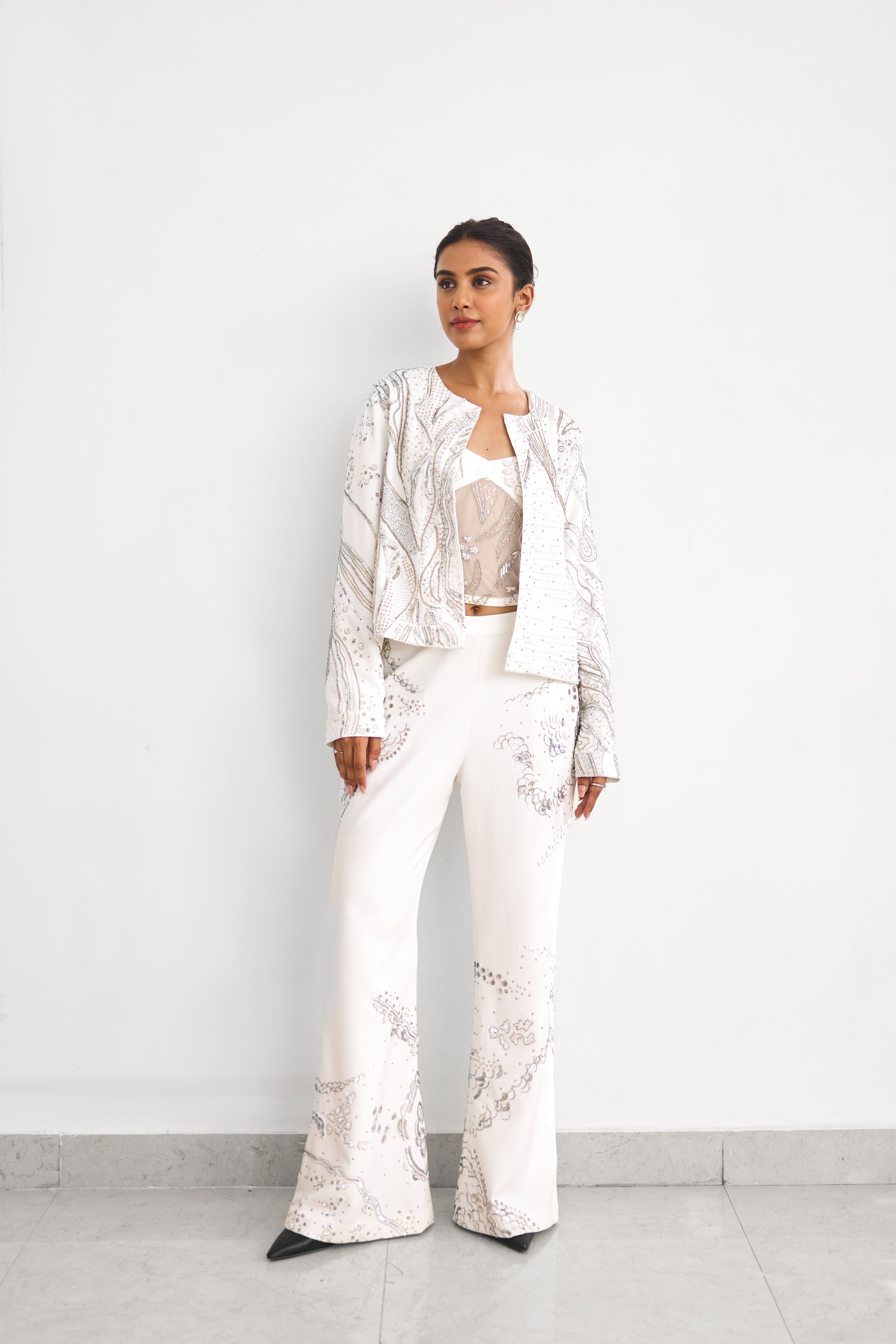 Aurora Ivory Women wear Jacket Pant Corset set