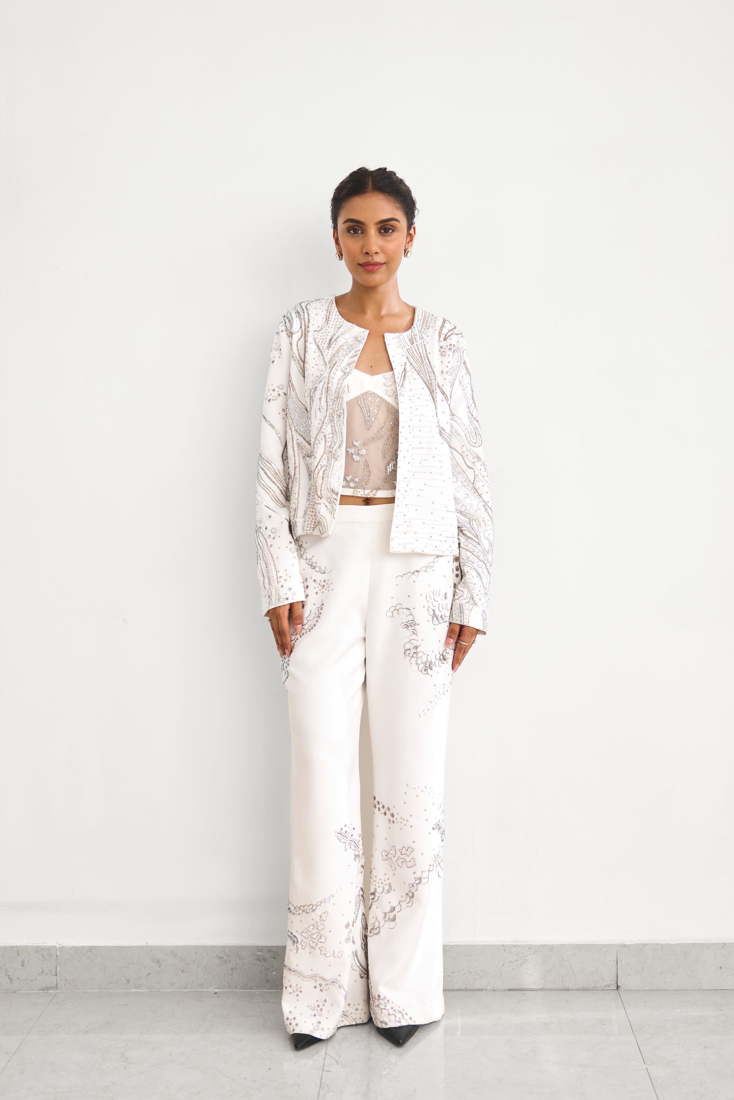 Aurora Ivory Women wear Jacket Pant Corset set
