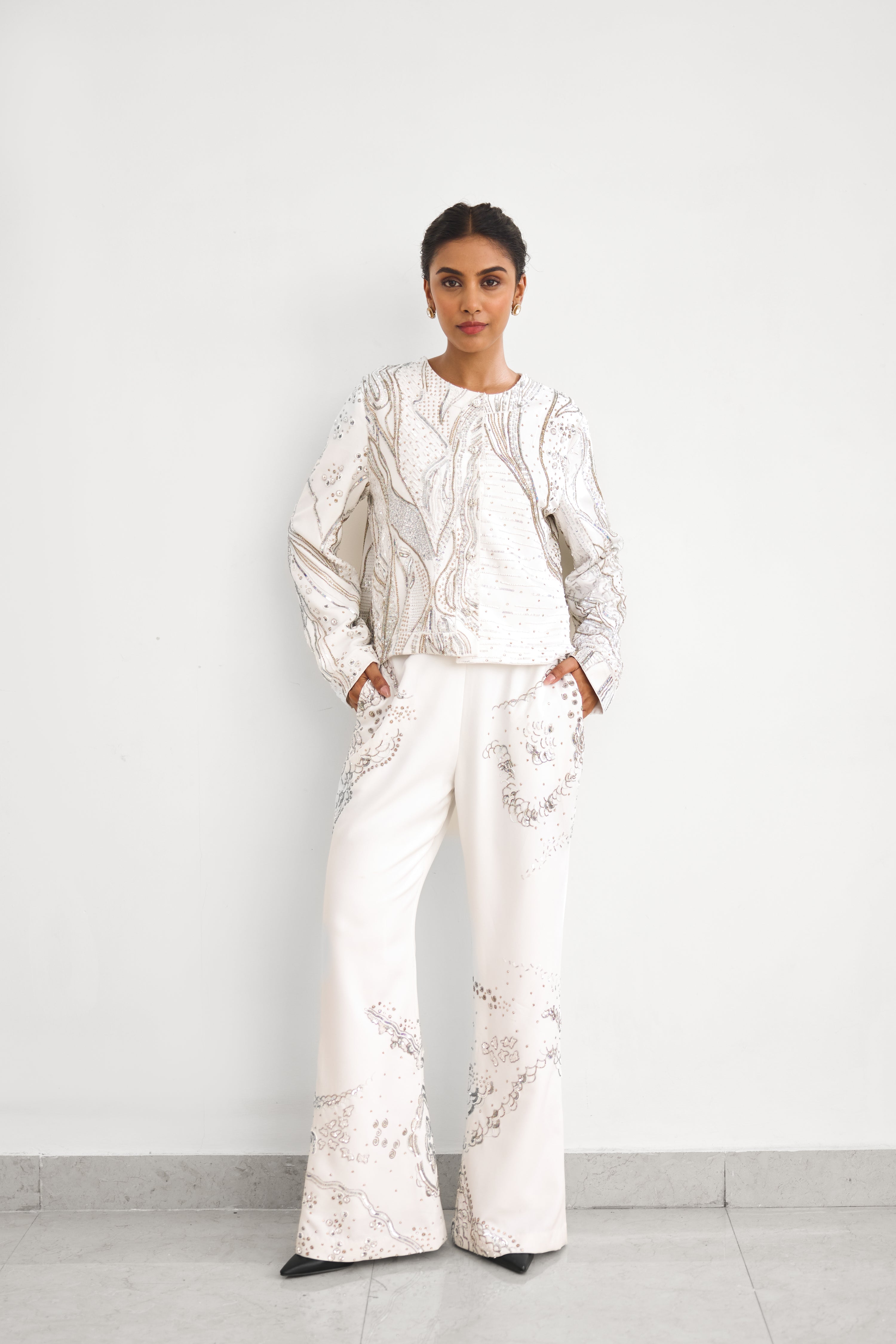 Aurora Ivory Women wear Jacket Pant Corset set