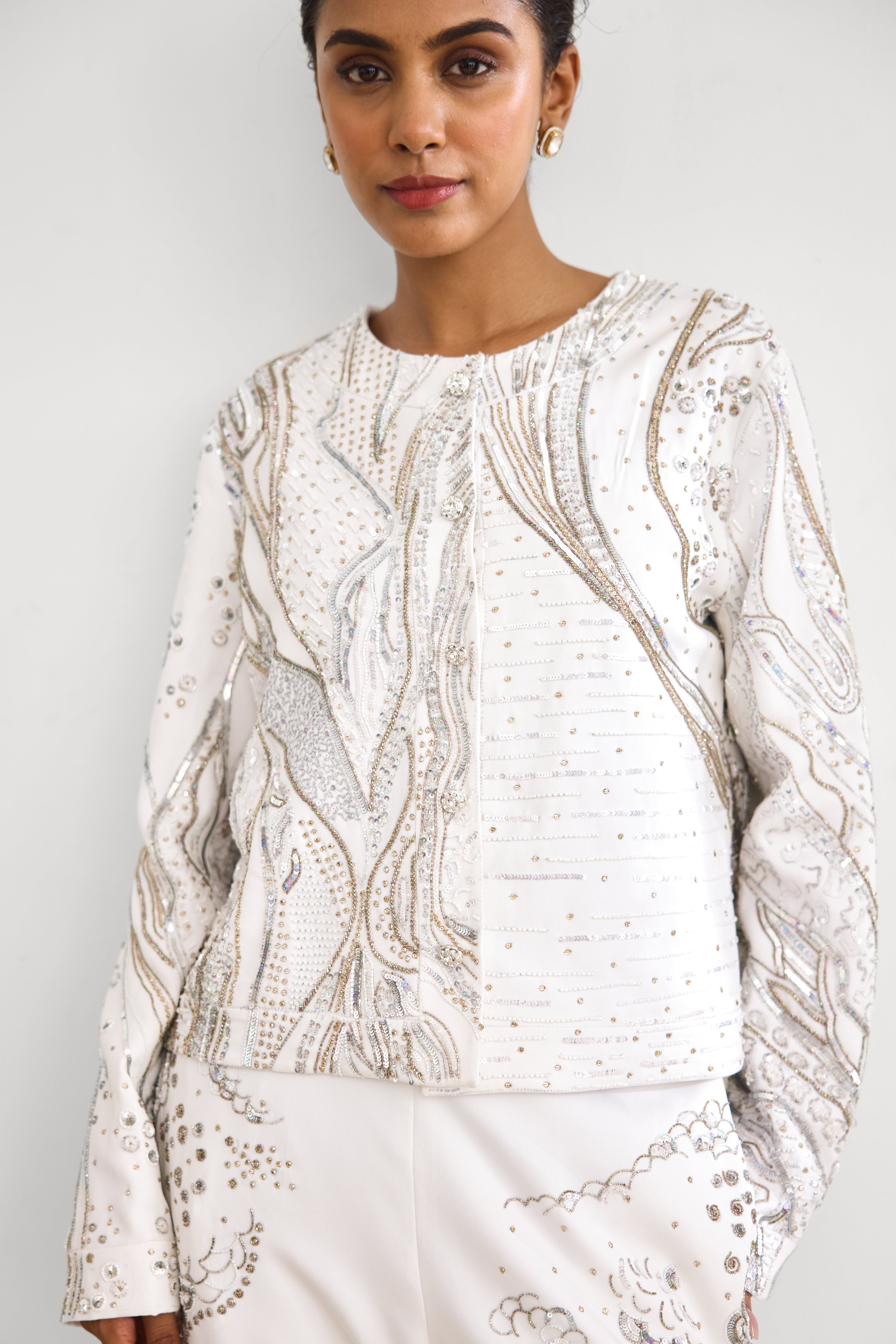 Aurora Ivory Women wear Jacket Pant Corset set