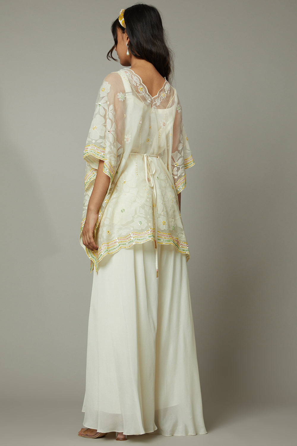 French Vanilla Candy Flared Plazzo Cum Sharara Set - Auraya Fashion -  - #tag1# - #tag2# - #tag3# - #tag3#