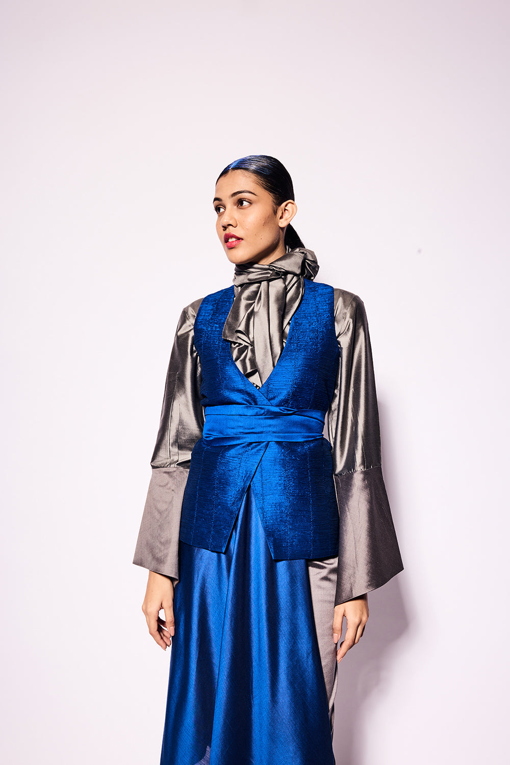 Cobalt Silk tailored Skirt - Auraya Fashion -  - #tag1# - #tag2# - #tag3# - #tag3#