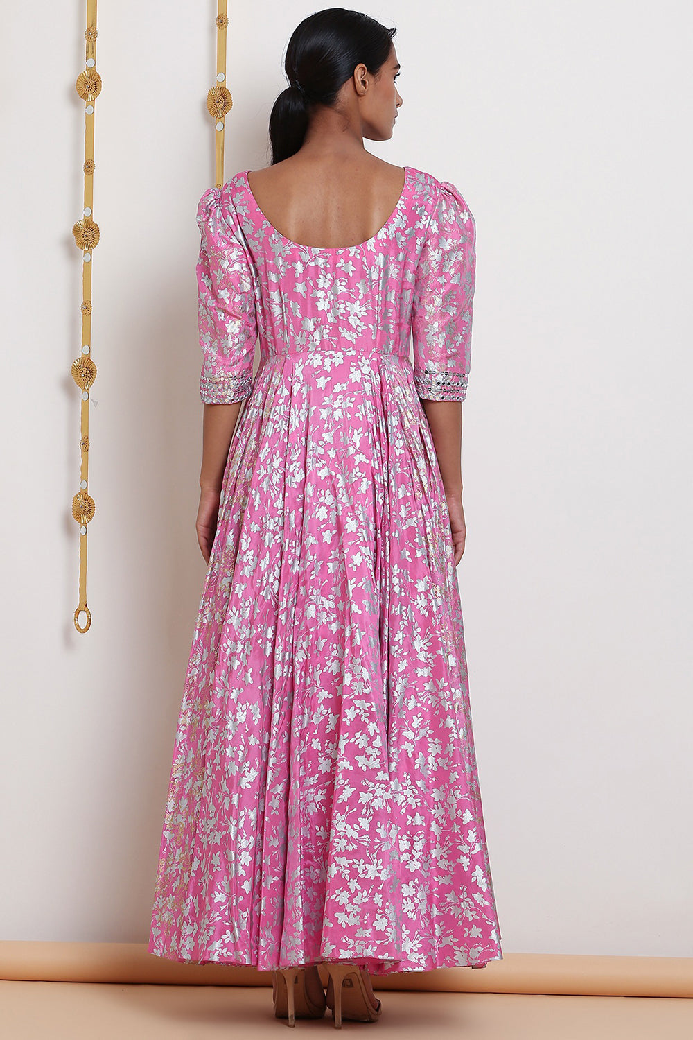 Embroidered & Printed Blush Pink Kurta Set - Auraya Fashion 